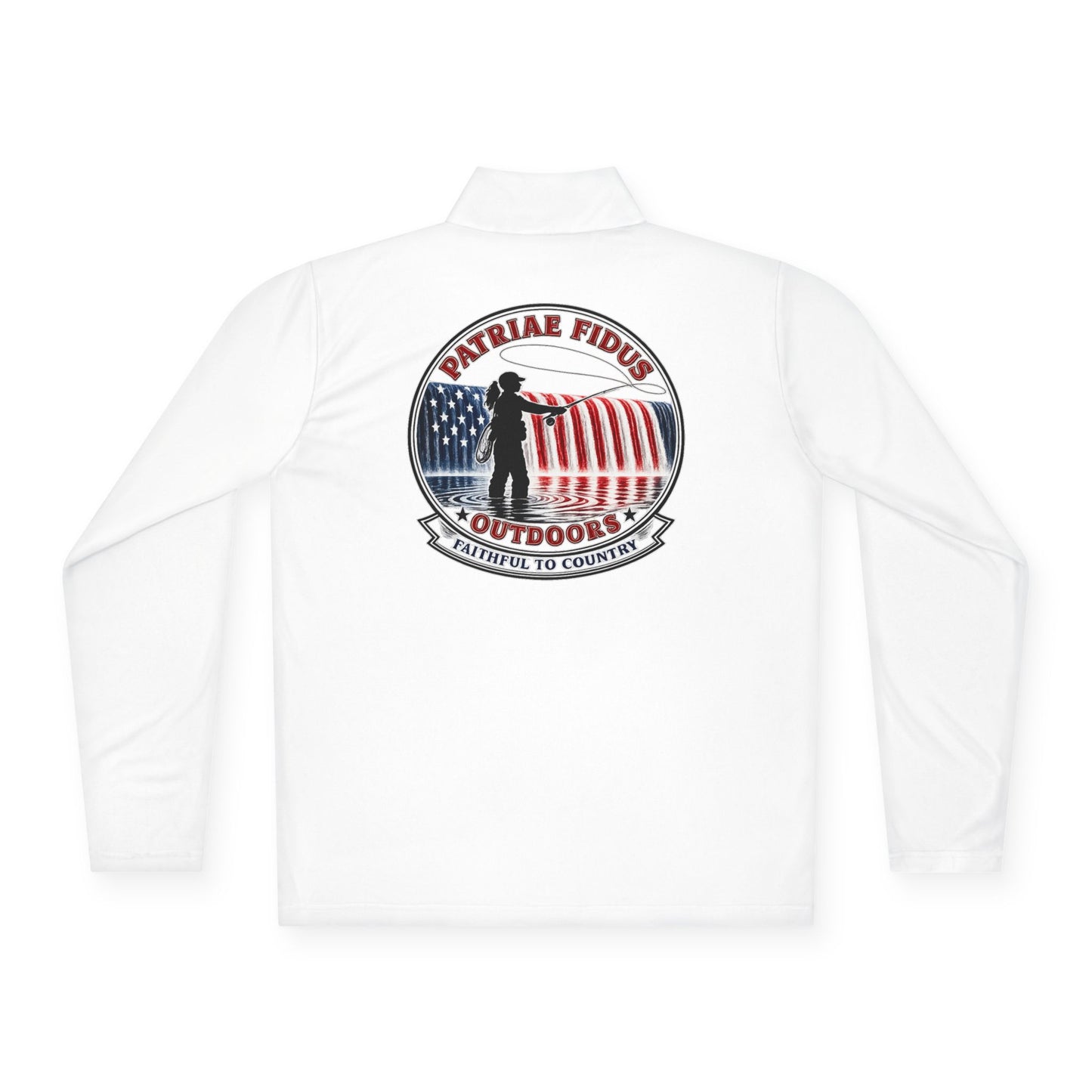 Quarter-Zip Pullover — “Patriae Fidus Outdoors” American Flag Logo