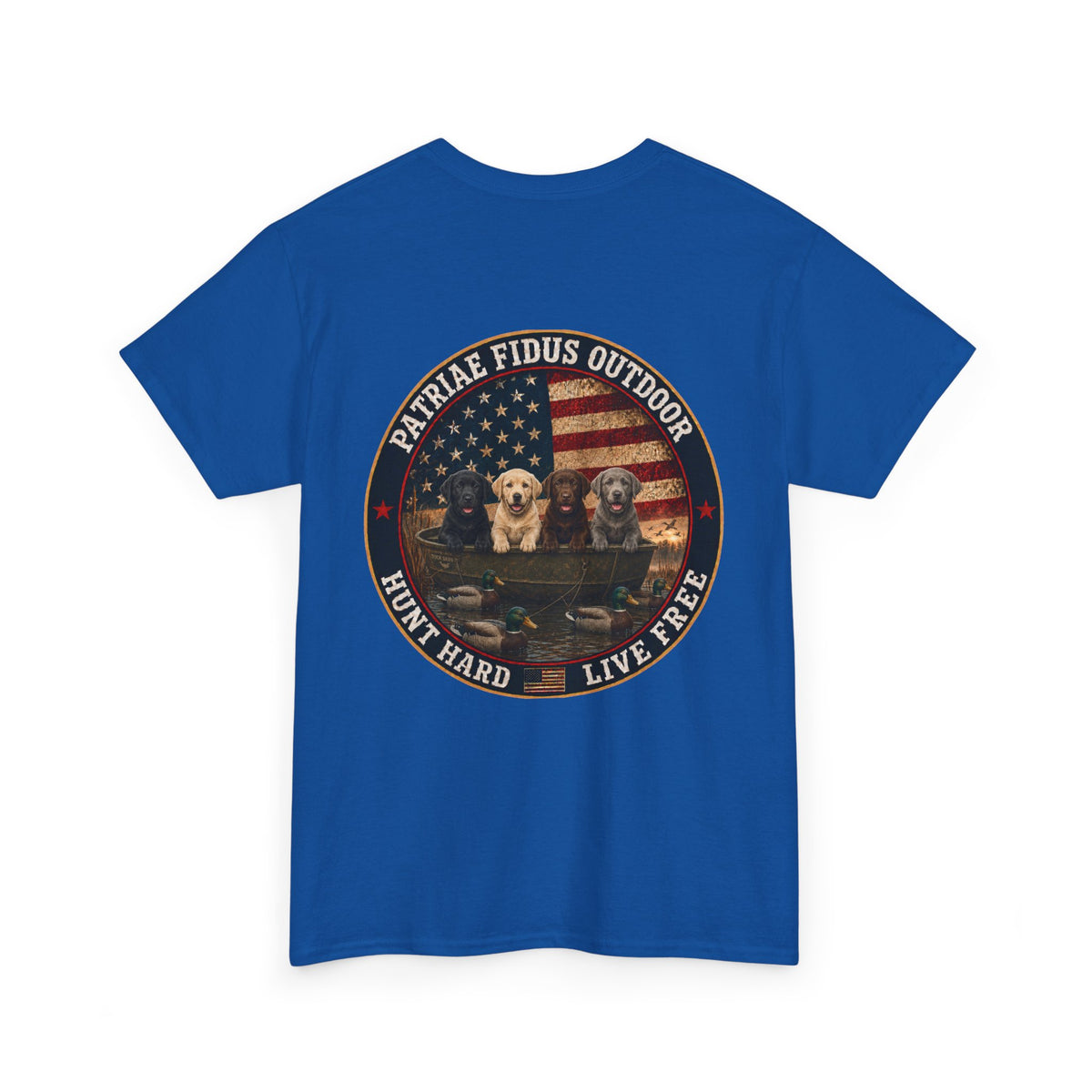 Hunting Dogs T-Shirt — Patriæ Fidus Outdoor "Hunt Hard Live Free" Graphic Tee