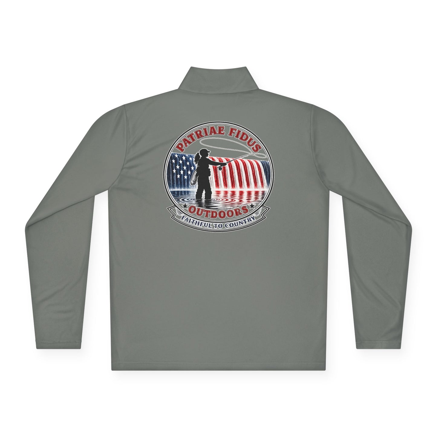 Quarter-Zip Pullover — “Patriae Fidus Outdoors” American Flag Logo