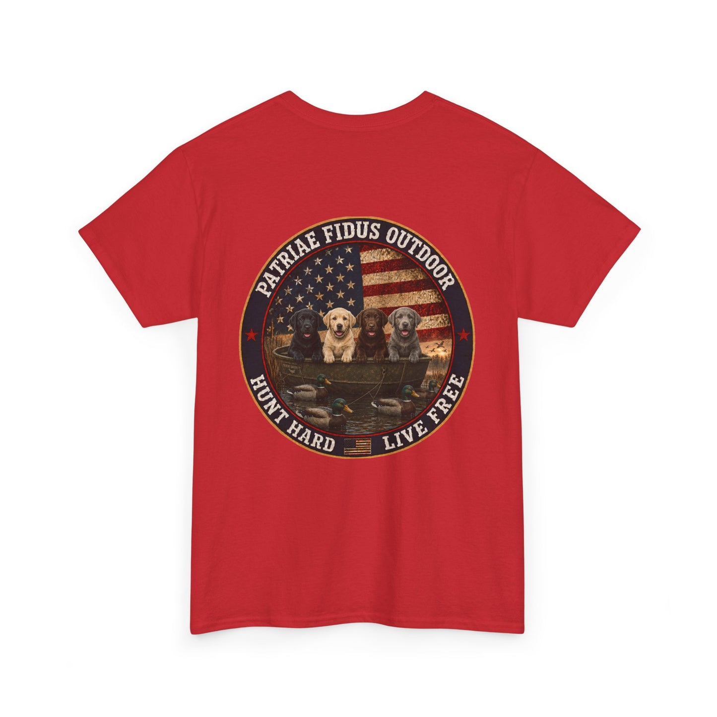 Hunting Dogs T-Shirt — Patriæ Fidus Outdoor "Hunt Hard Live Free" Graphic Tee