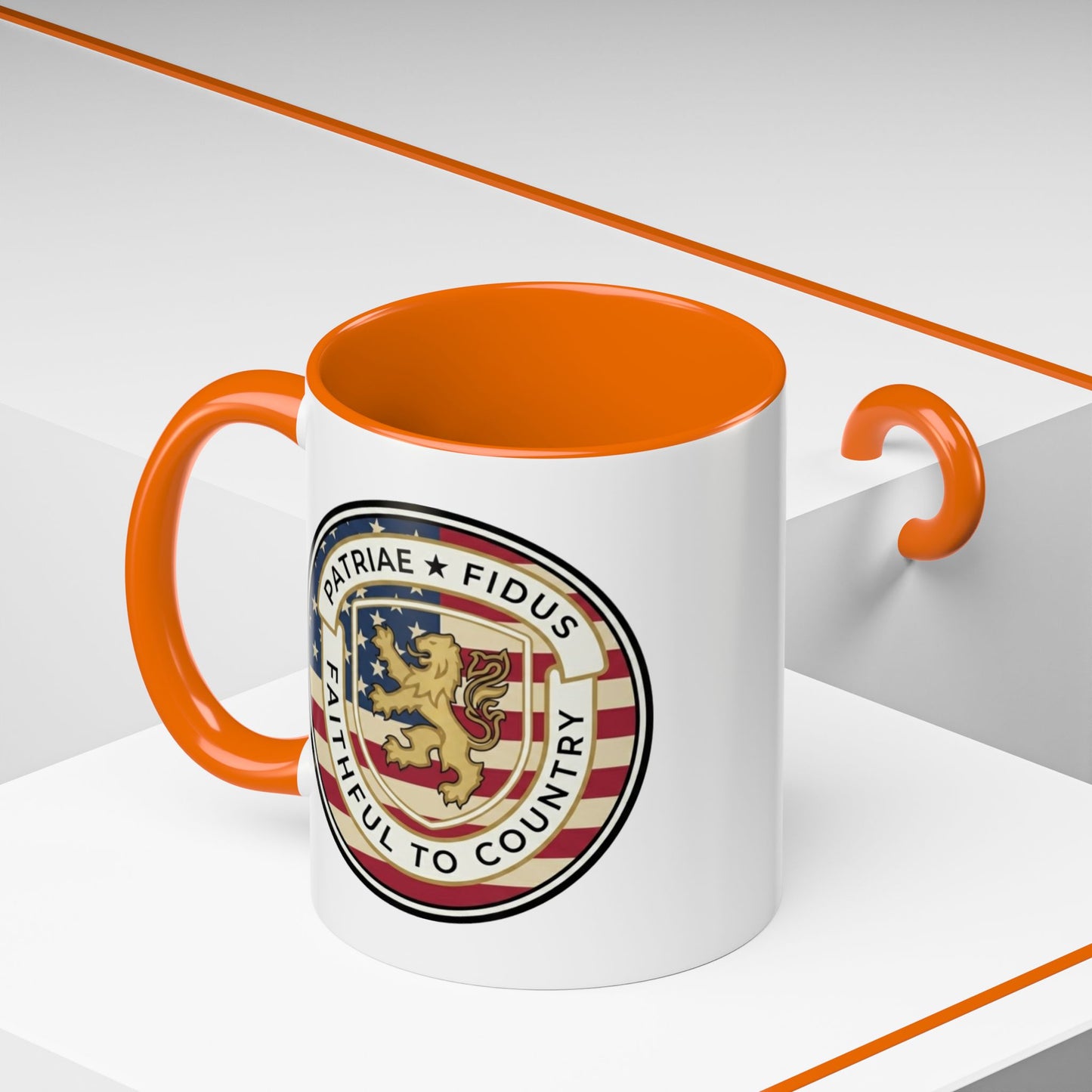 Flag Crest Coffee Mug — "Patriae Fidus: Faithful to Country"