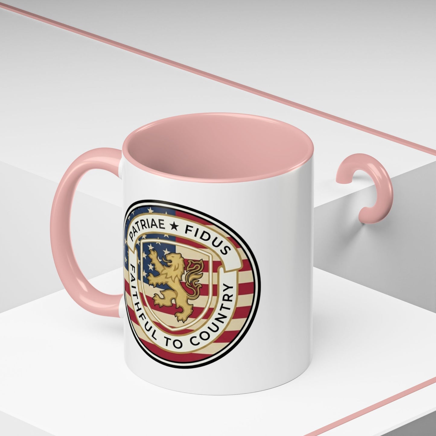 Flag Crest Coffee Mug — "Patriae Fidus: Faithful to Country"