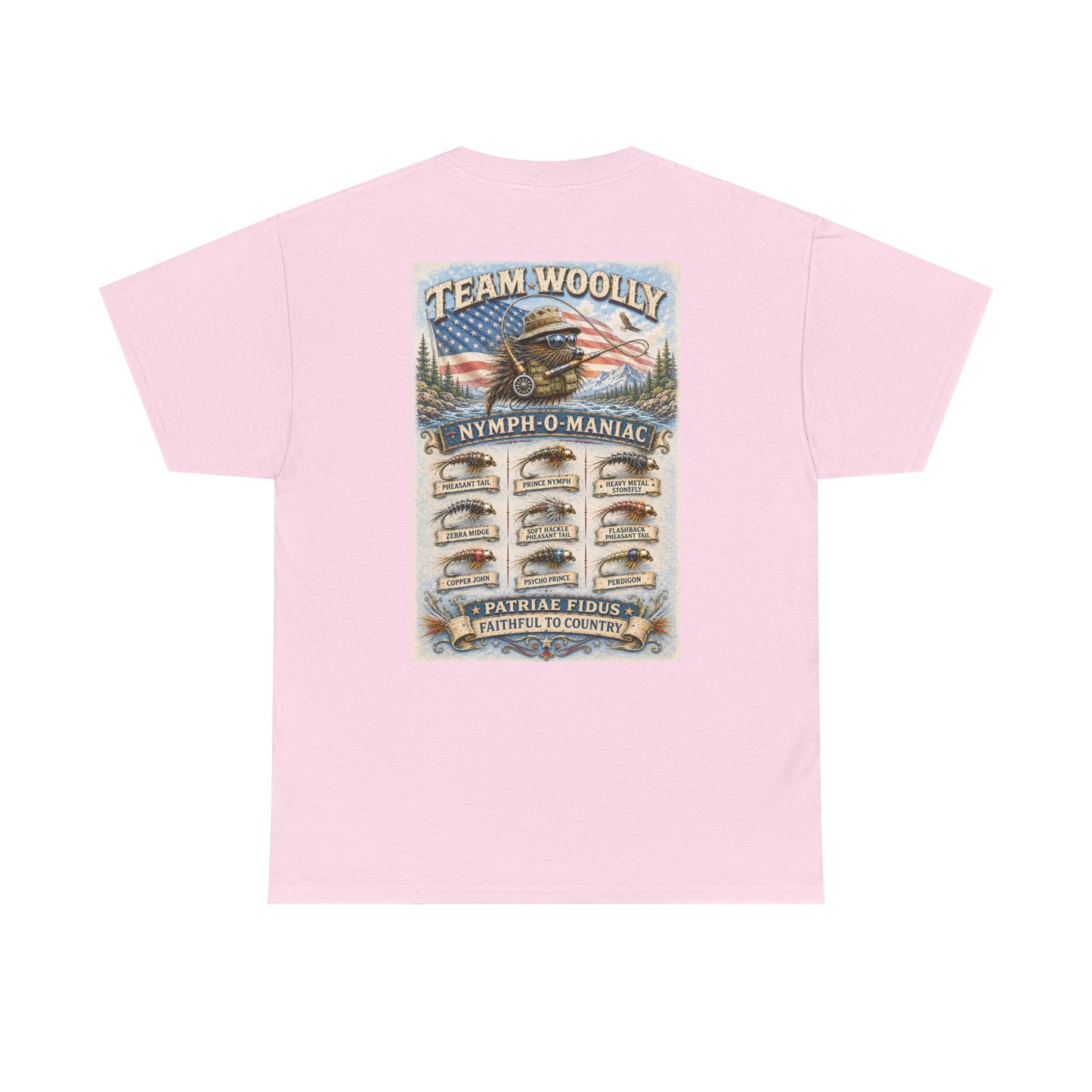 Team Woolly Nymph Collection T‑Shirt: (Nymph-O-Maniac)