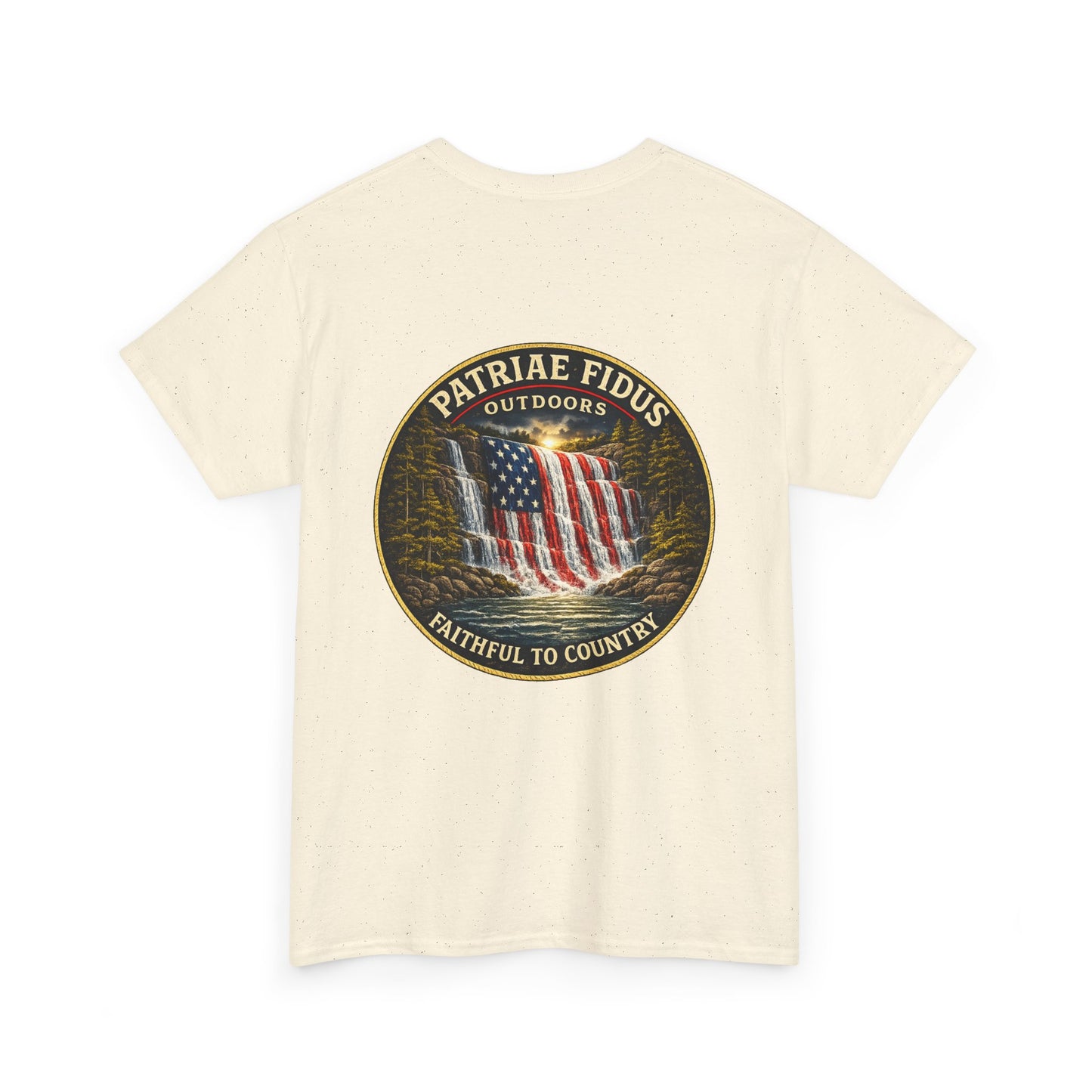 Patriae Fidus Flag Tee — Patriotic American Flag T-Shirt (Faithful to Country)