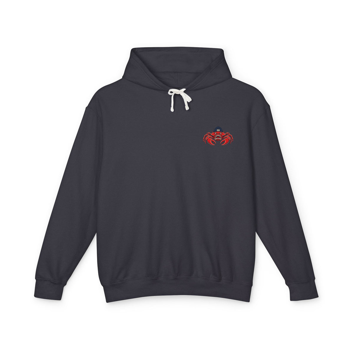 Patriae Fidus Outdoors Crab Logo Hoodie — Coastal Fishing Graphic Sweatshirt