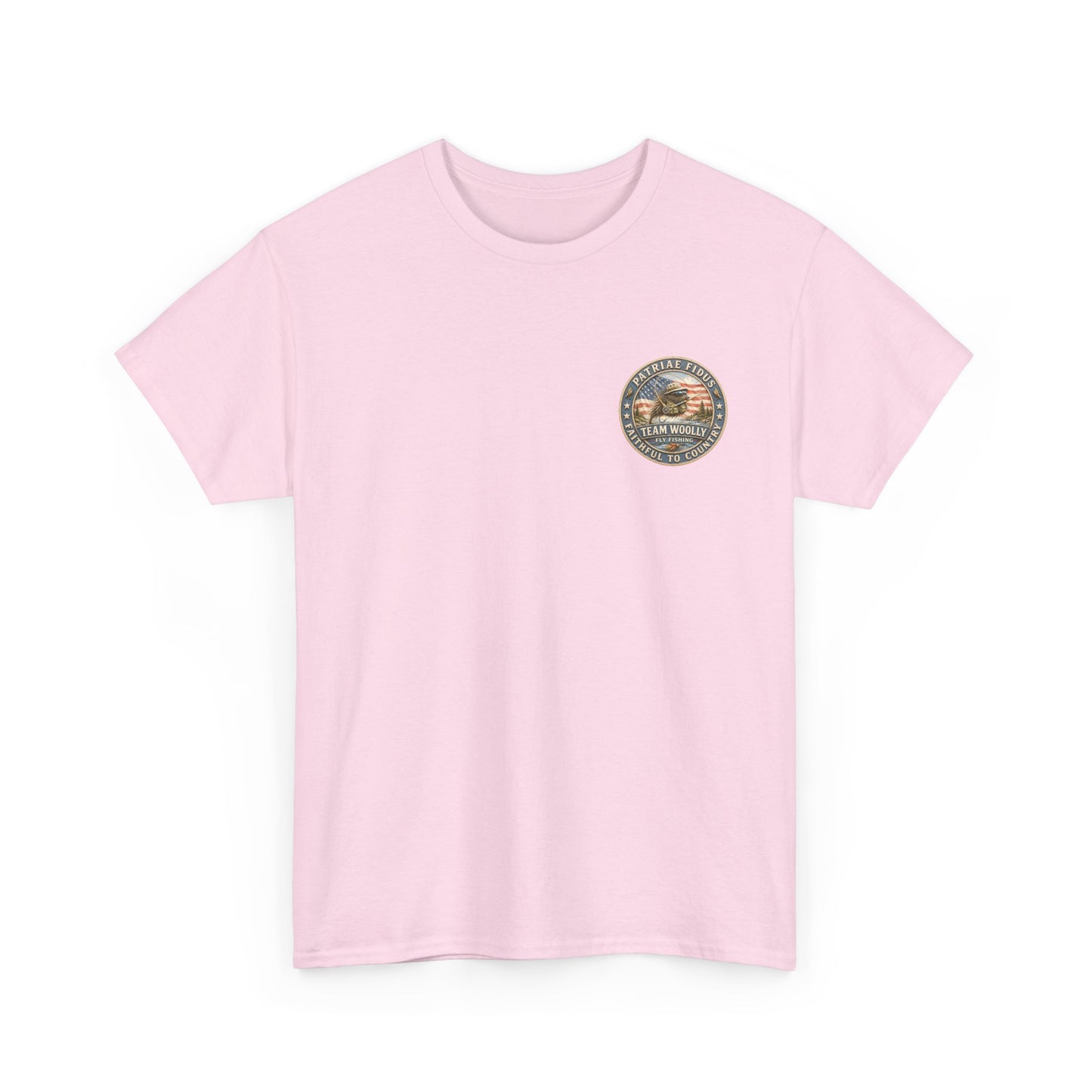 “Fish Hard Live Free” T-Shirt — Marlin Patriae Fidus Outdoors American Flag Design