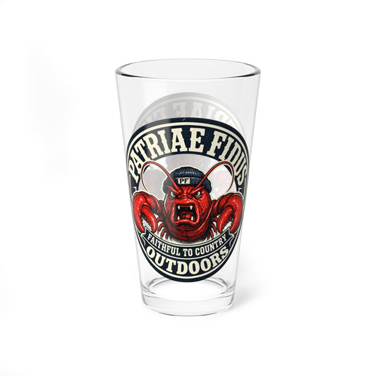 16oz Mixing Glass — Patriæ Fidus Outdoors Lobster Logo Pint Glass