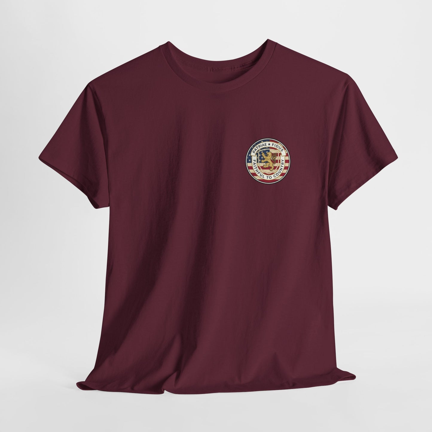 Patriae Fidus Outdoors Tee — Faithful to Country American Flag Eagle T‑Shirt