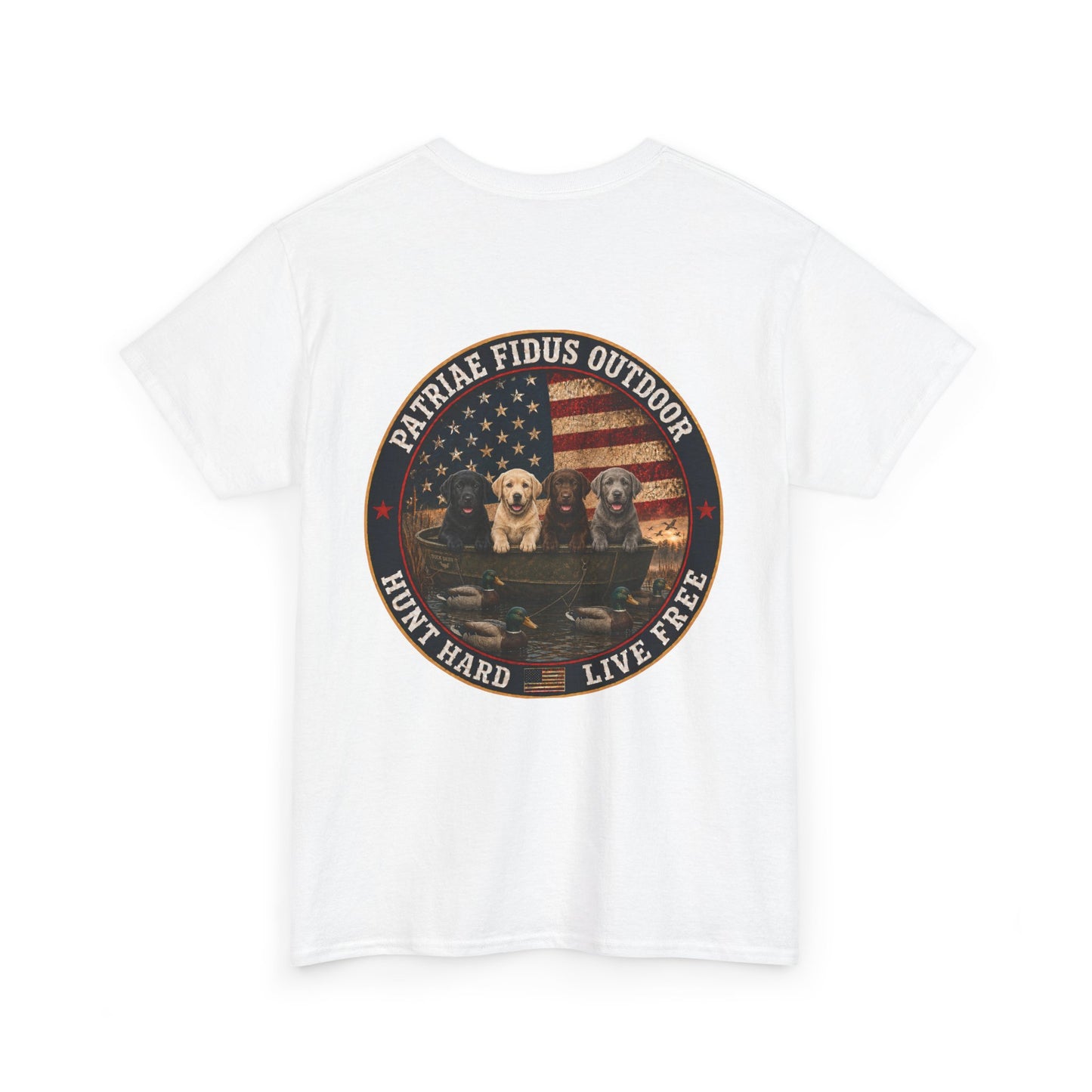 Hunting Dogs T-Shirt — Patriæ Fidus Outdoor "Hunt Hard Live Free" Graphic Tee