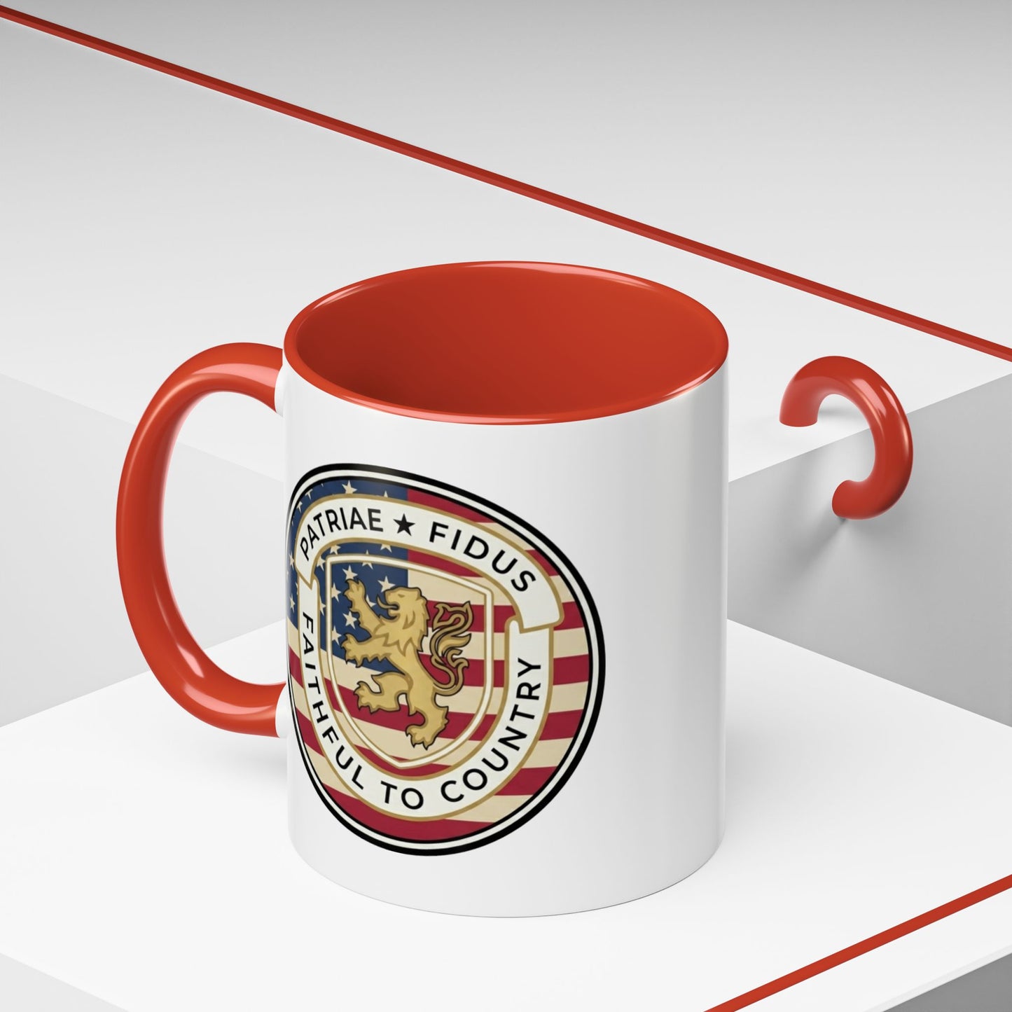 Flag Crest Coffee Mug — "Patriae Fidus: Faithful to Country"