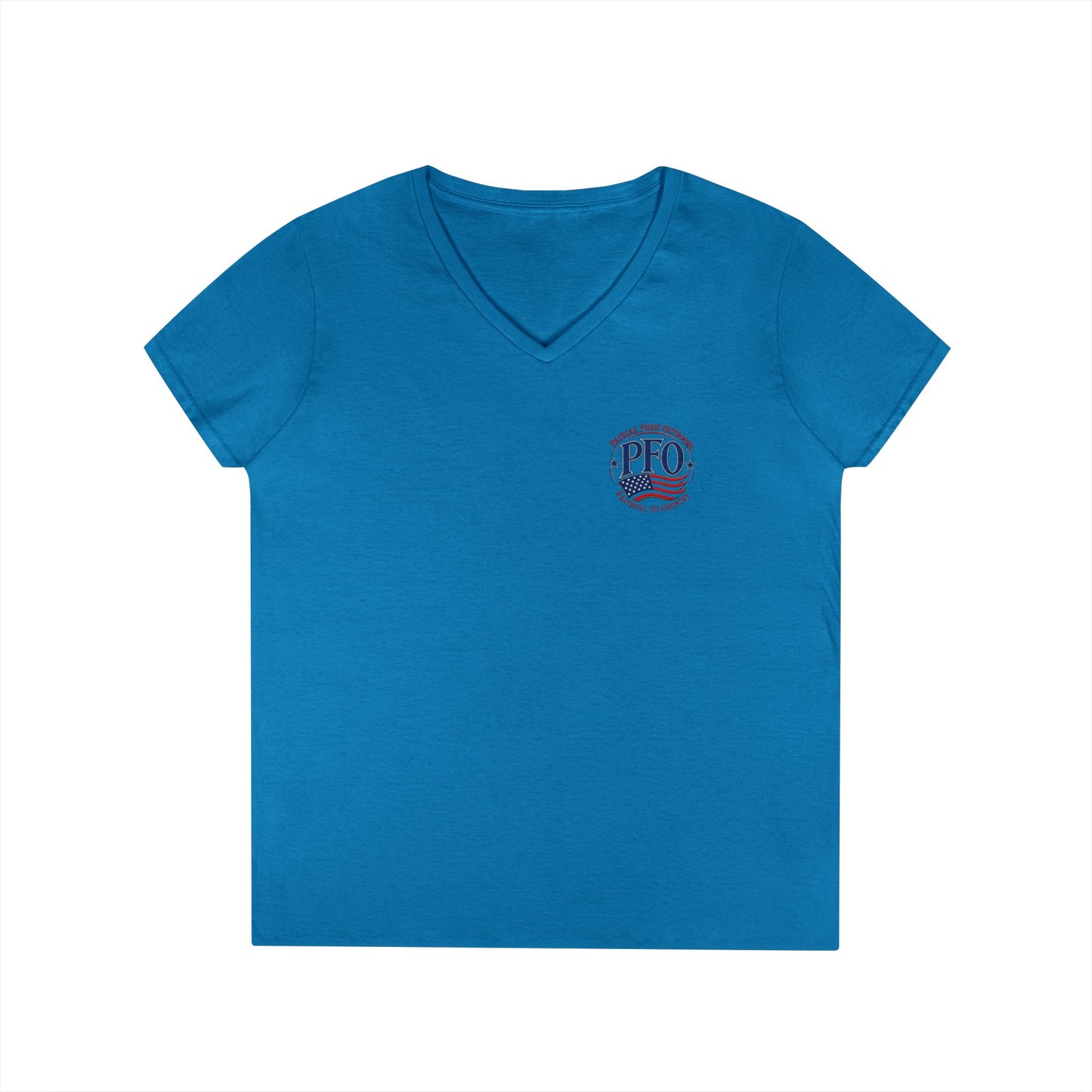 Patriae Fidus Outdoors Ladies' V-Neck T-Shirt — American Flag Hunting Logo