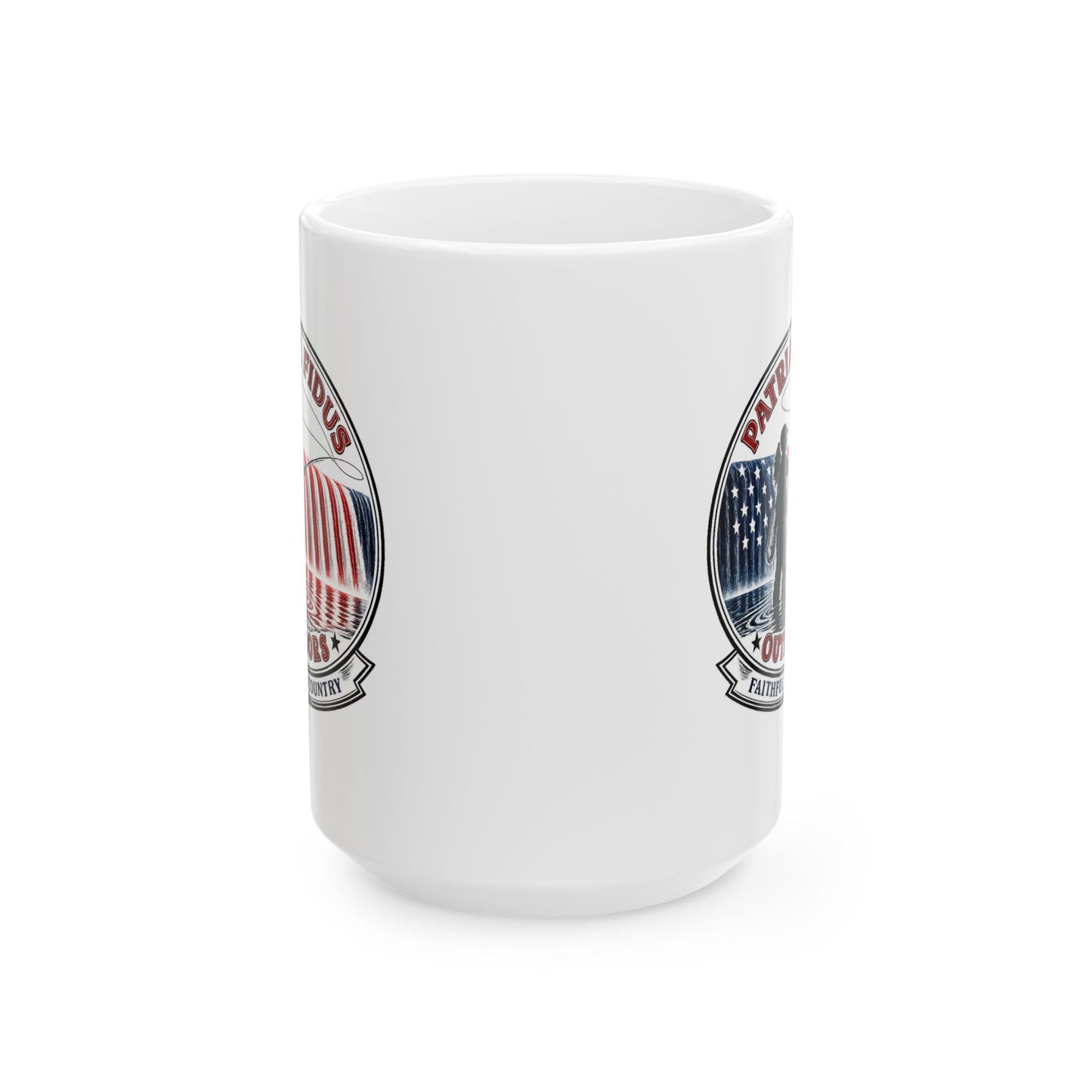 Patriotic Veteran Support Ceramic Mug — American Flag Microphone Design (11oz, 15oz)