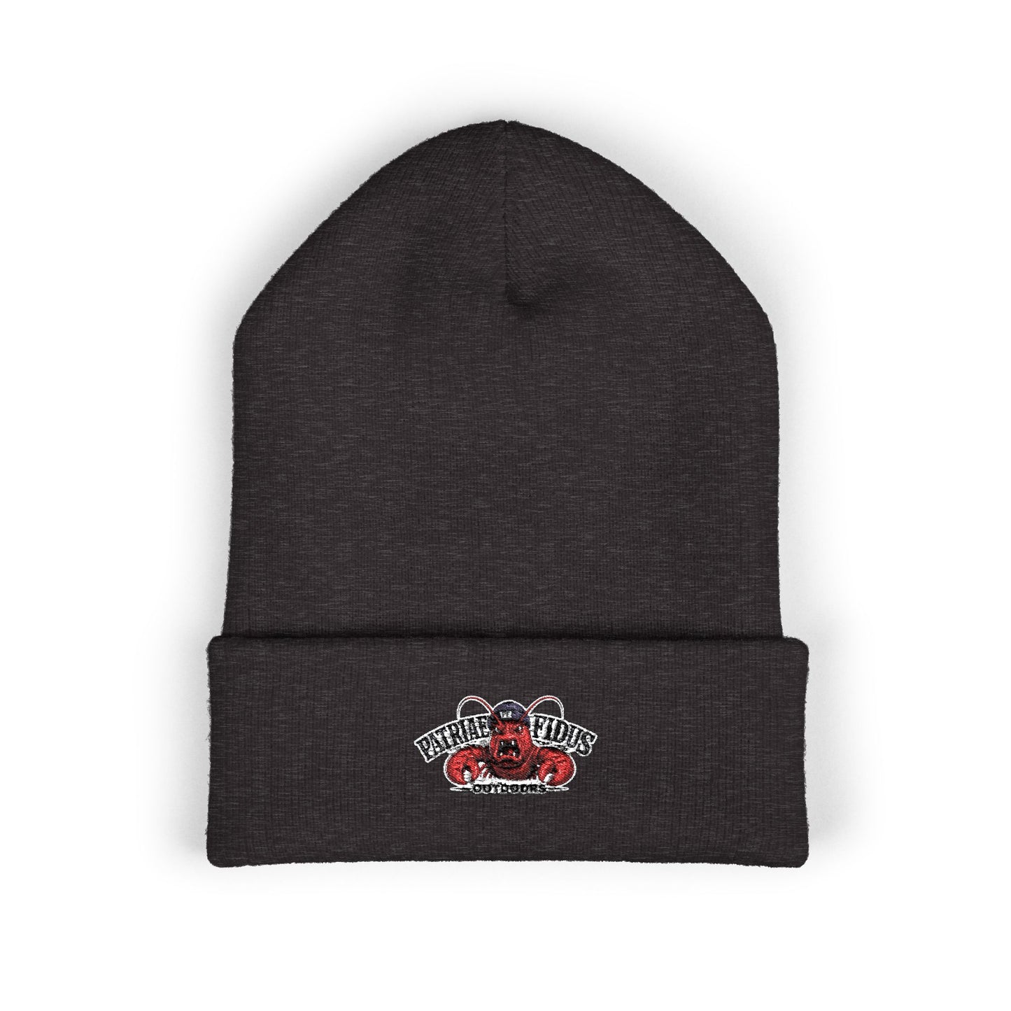 Embroidered Vintage Floral Crab Beanie — "Pirate Girls" Cuffed Knit Hat