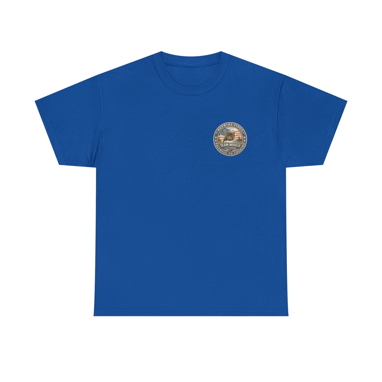 “Fish Hard Live Free” T-Shirt — Marlin Patriae Fidus Outdoors American Flag Design