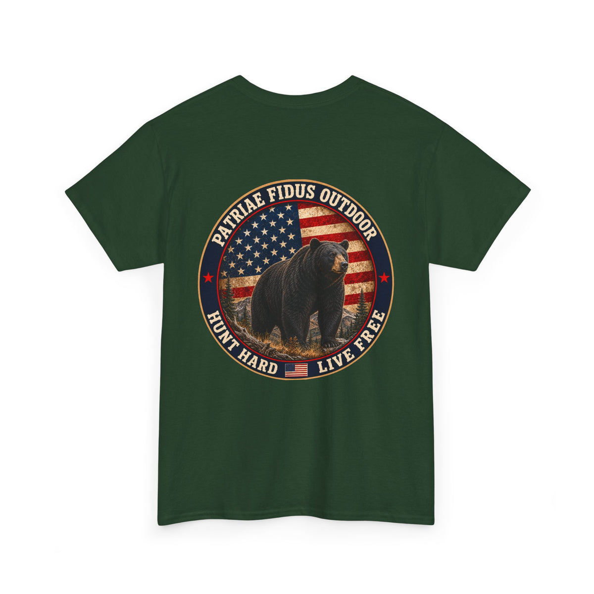Patriae Fidus Outdoor Bear T-Shirt – American Flag Hunting Graphic Tee
