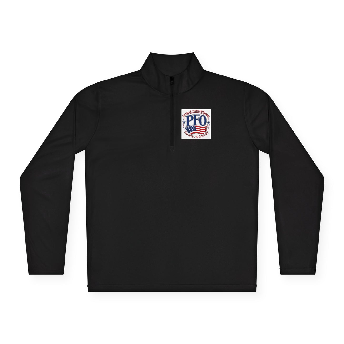 Quarter-Zip Pullover — “Patriae Fidus Outdoors” American Flag Logo