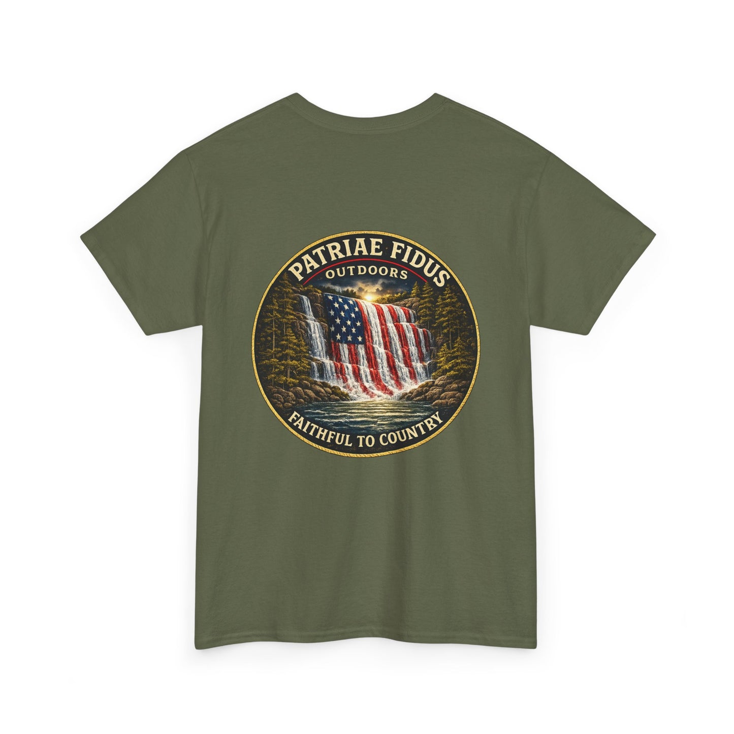 Patriae Fidus Outdoors T-Shirt — 'Faithful to Country' American Flag Tee