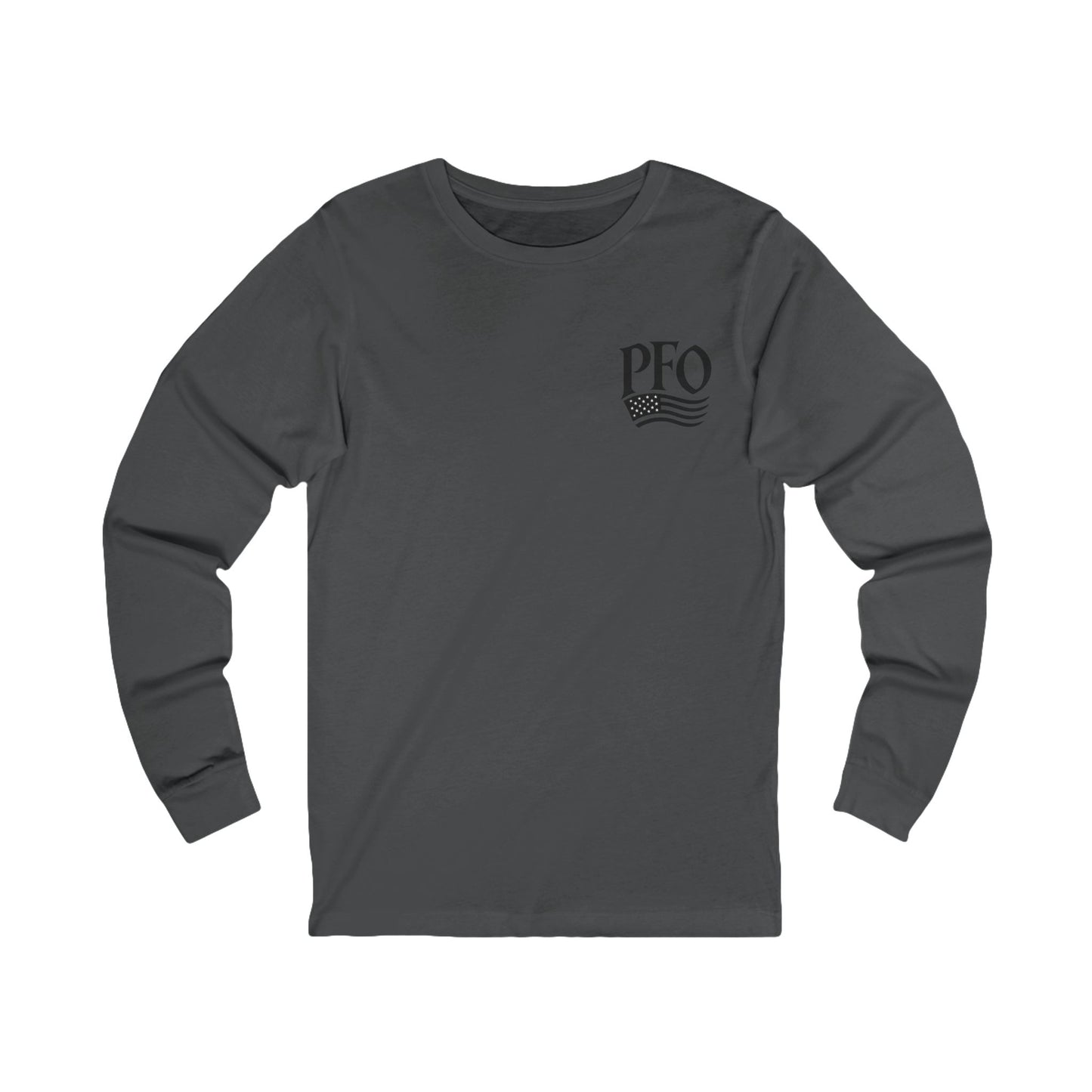 PFO Patriæ Fidūs Outdoors Long Sleeve Tee — American Flag Emblem