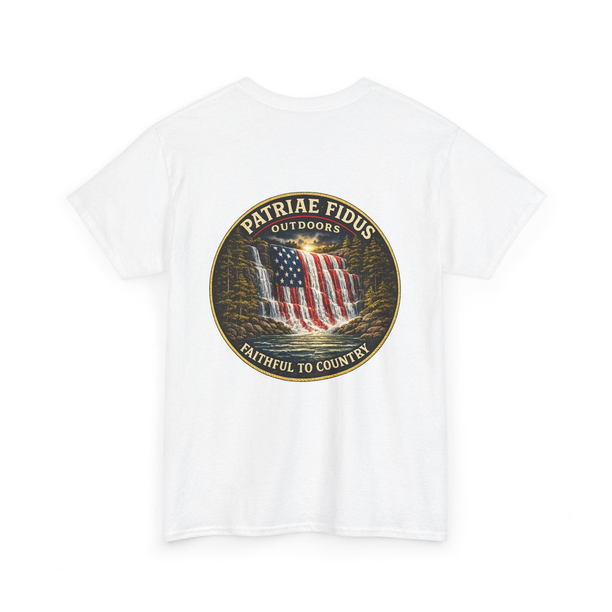 Patriae Fidus Outdoors T-Shirt — 'Faithful to Country' American Flag Tee