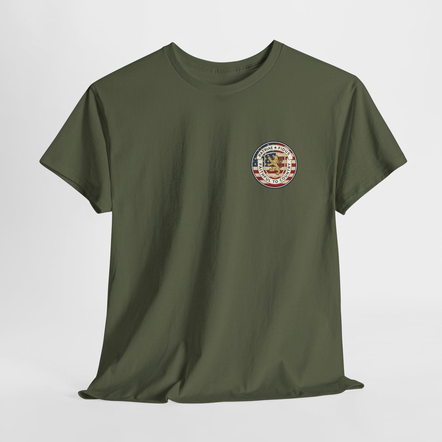 Patriae Fidus Outdoors Tee — Faithful to Country American Flag Eagle T‑Shirt