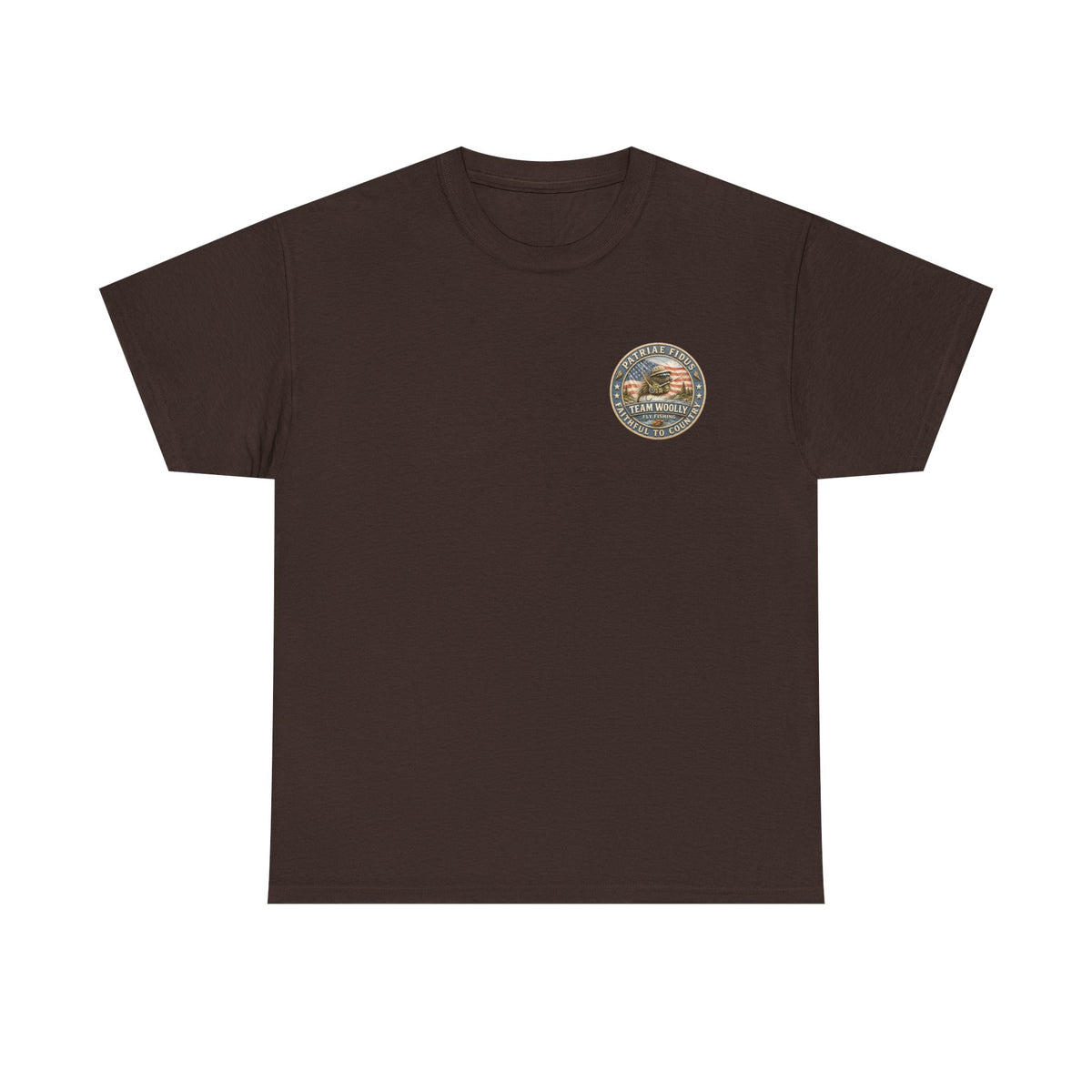 Fishing T‑Shirt — Patriæ Fidus Outdoors “Fish Hard Live Free” American Flag Tee