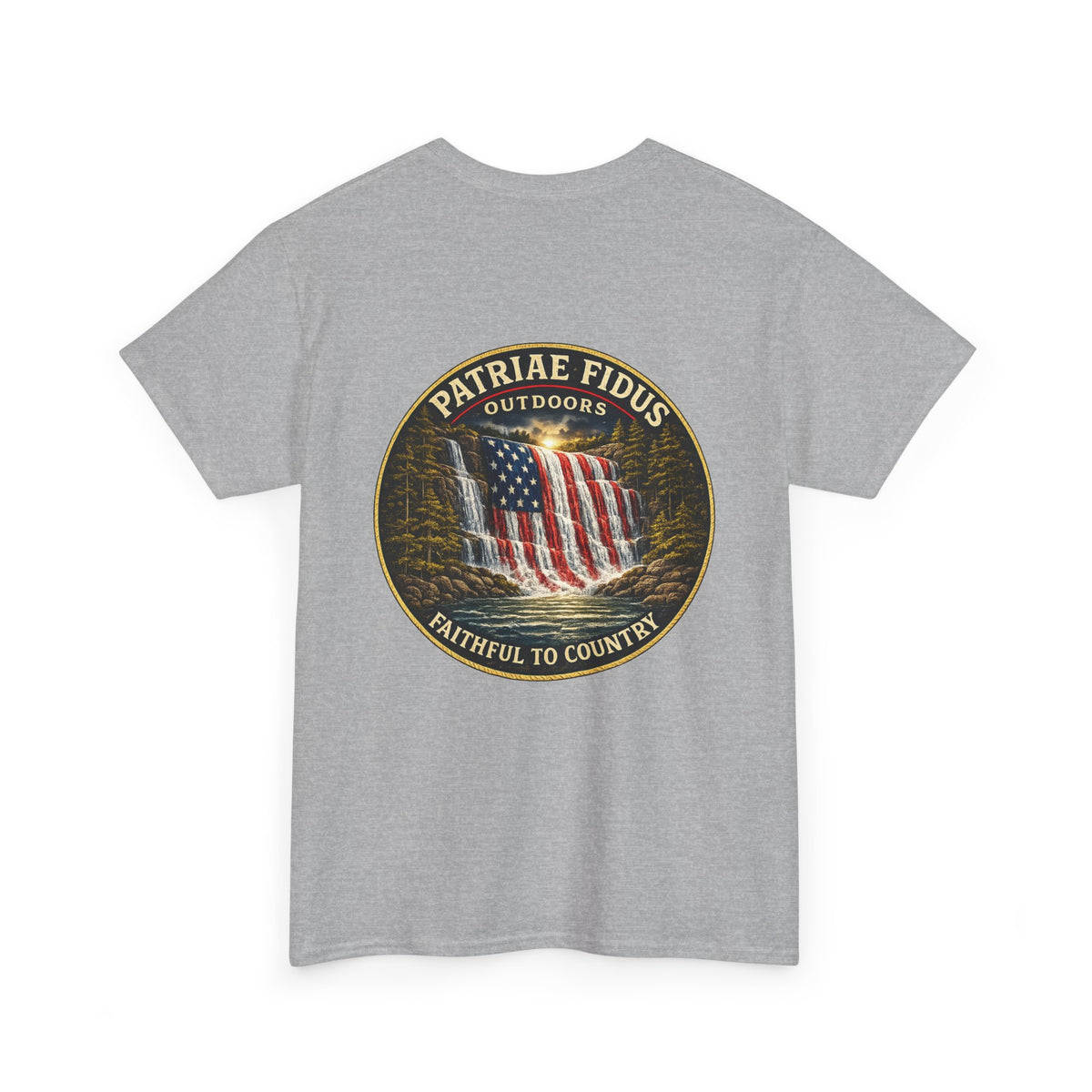 Patriae Fidus Outdoors T-Shirt — 'Faithful to Country' American Flag Tee