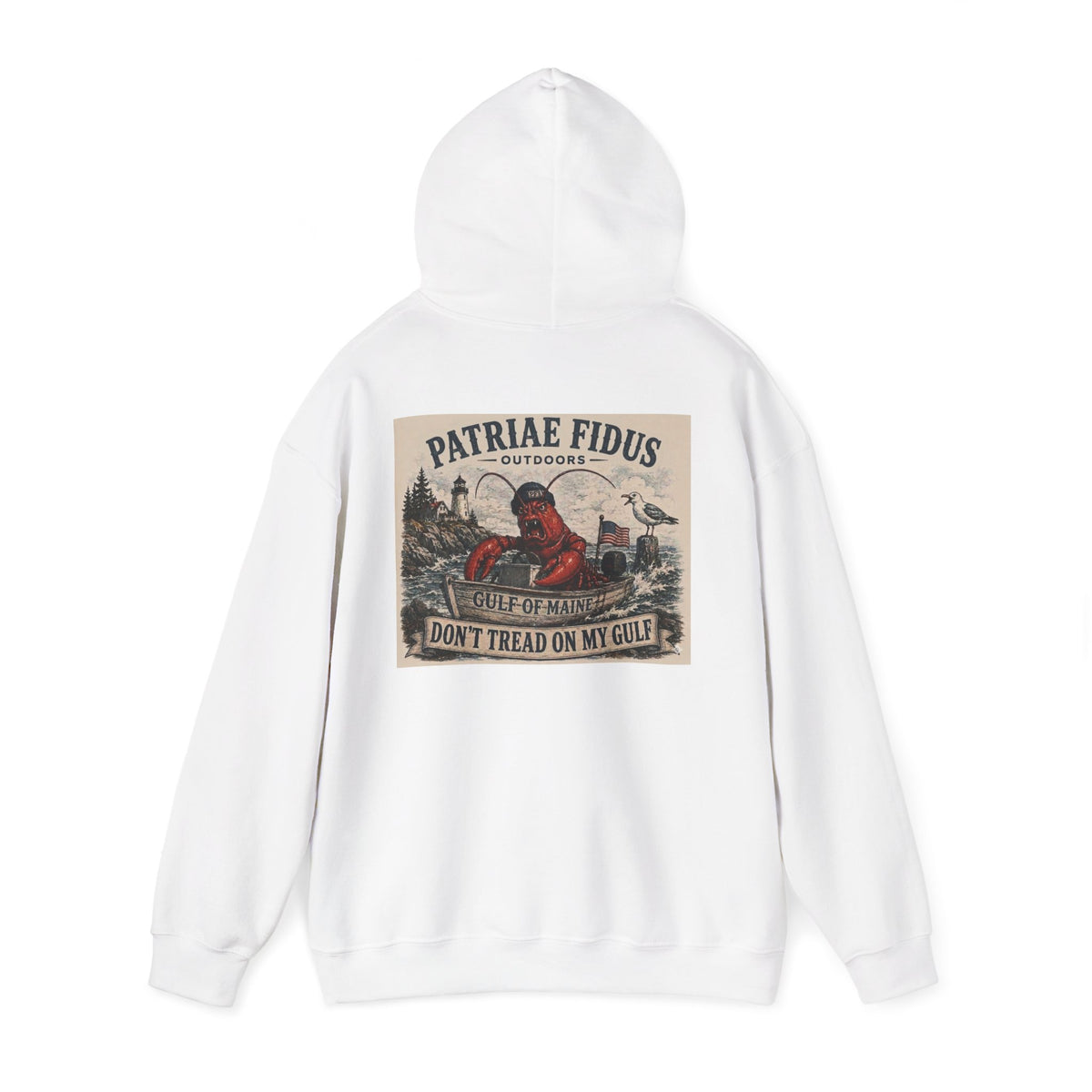 "Patriar Fidus" Don’t Tread on My Gulf - Gulf Of Maine Lobster/Boat Graphic Hoodie