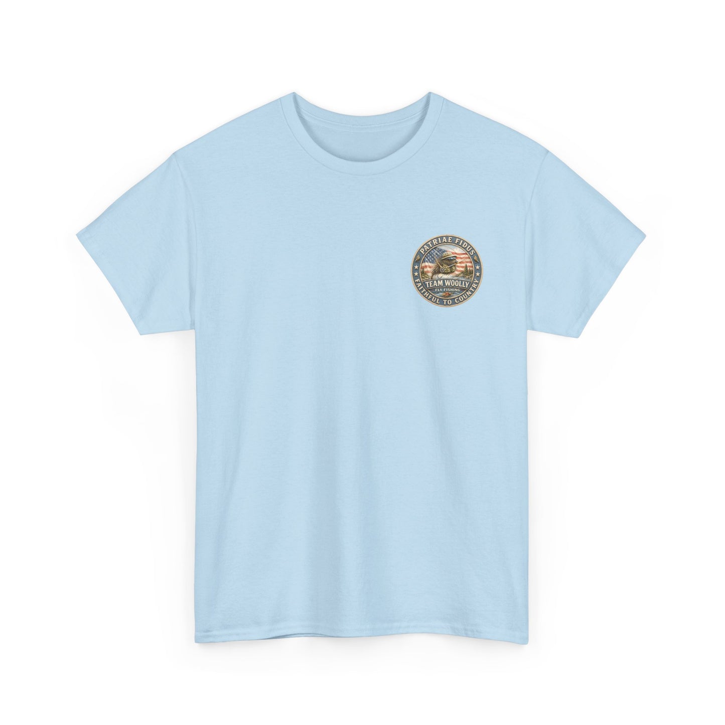 “Fish Hard Live Free” T-Shirt — Tarpon Patriae Fidus Outdoors American Flag Design