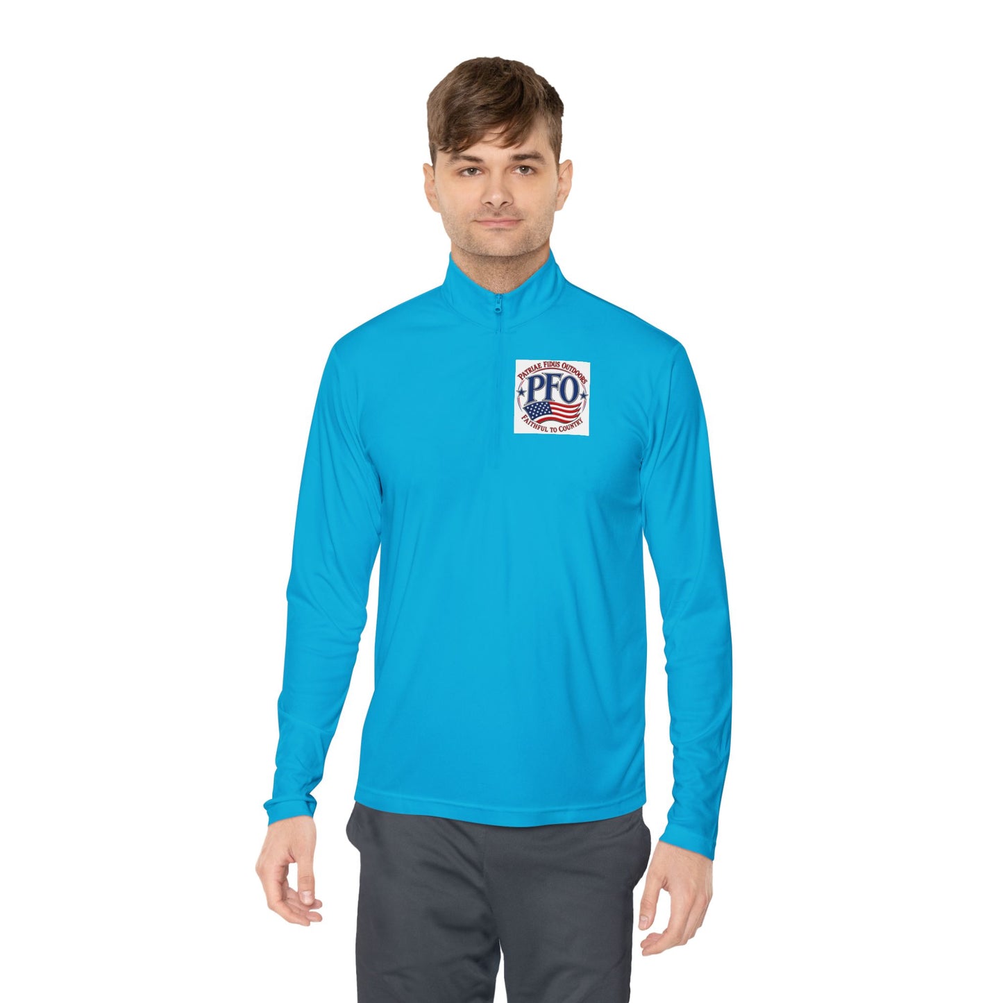 Quarter-Zip Pullover — “Patriae Fidus Outdoors” American Flag Logo