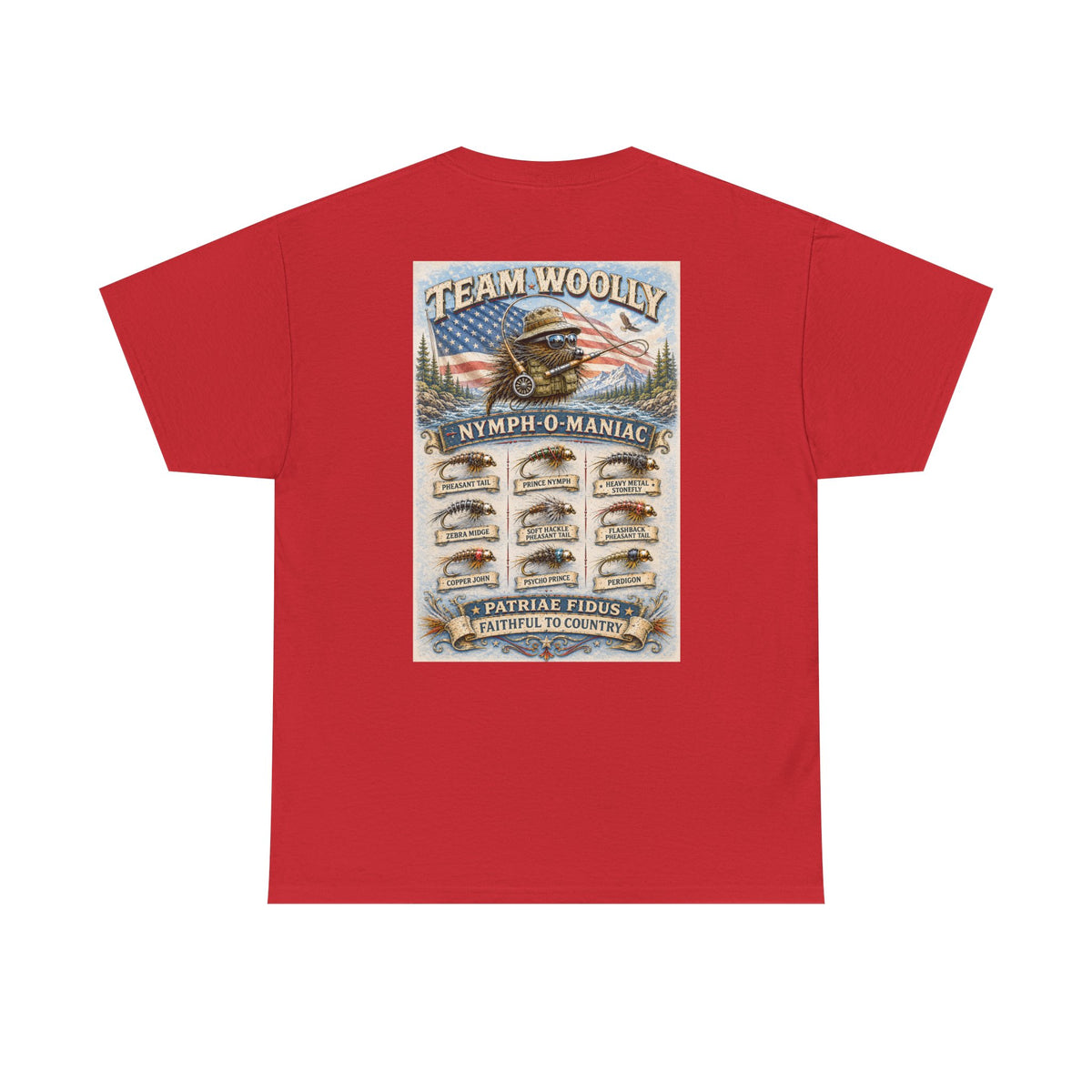 Team Woolly Nymph Collection T‑Shirt: (Nymph-O-Maniac)