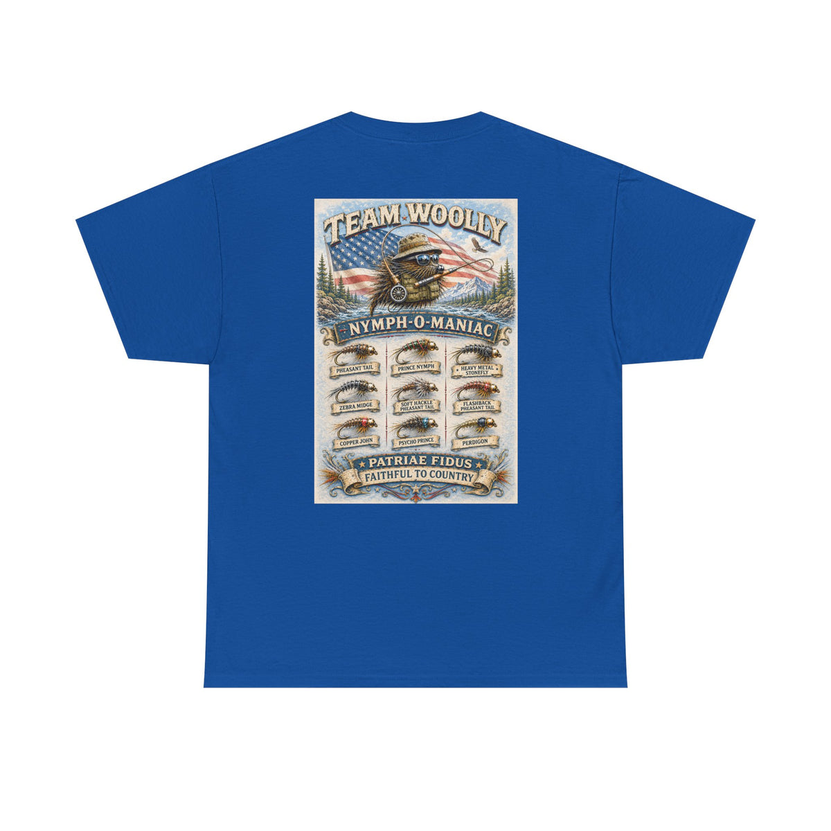 Team Woolly Nymph Collection T‑Shirt: (Nymph-O-Maniac)