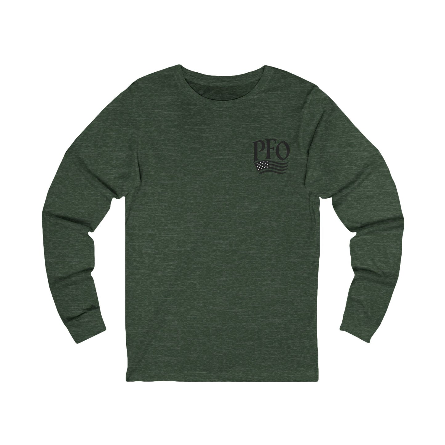 PFO Patriæ Fidūs Outdoors Long Sleeve Tee — American Flag Emblem