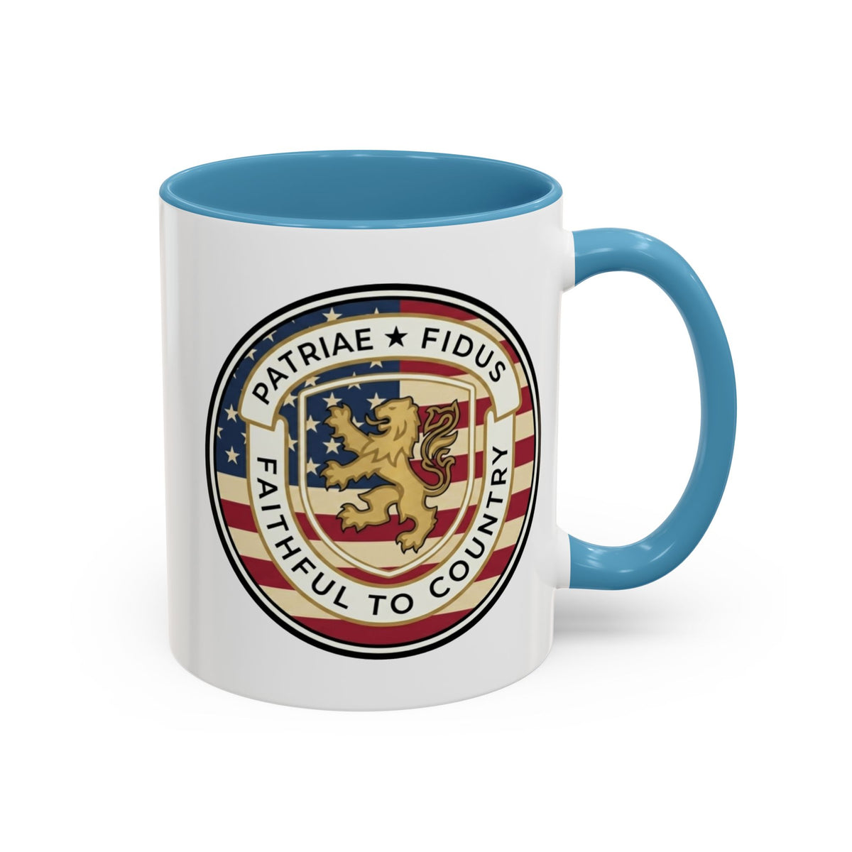 Flag Crest Coffee Mug — "Patriae Fidus: Faithful to Country"