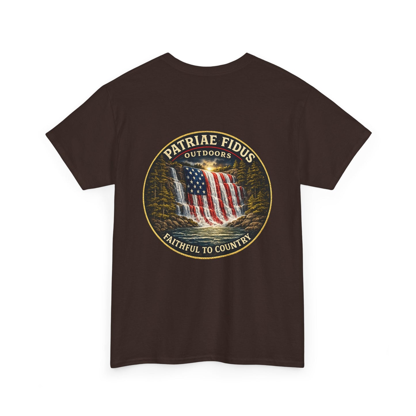 Patriae Fidus Outdoors T-Shirt — 'Faithful to Country' American Flag Tee
