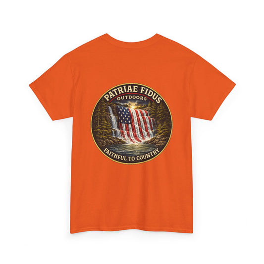 Patriae Fidus Outdoors T-Shirt — 'Faithful to Country' American Flag Tee