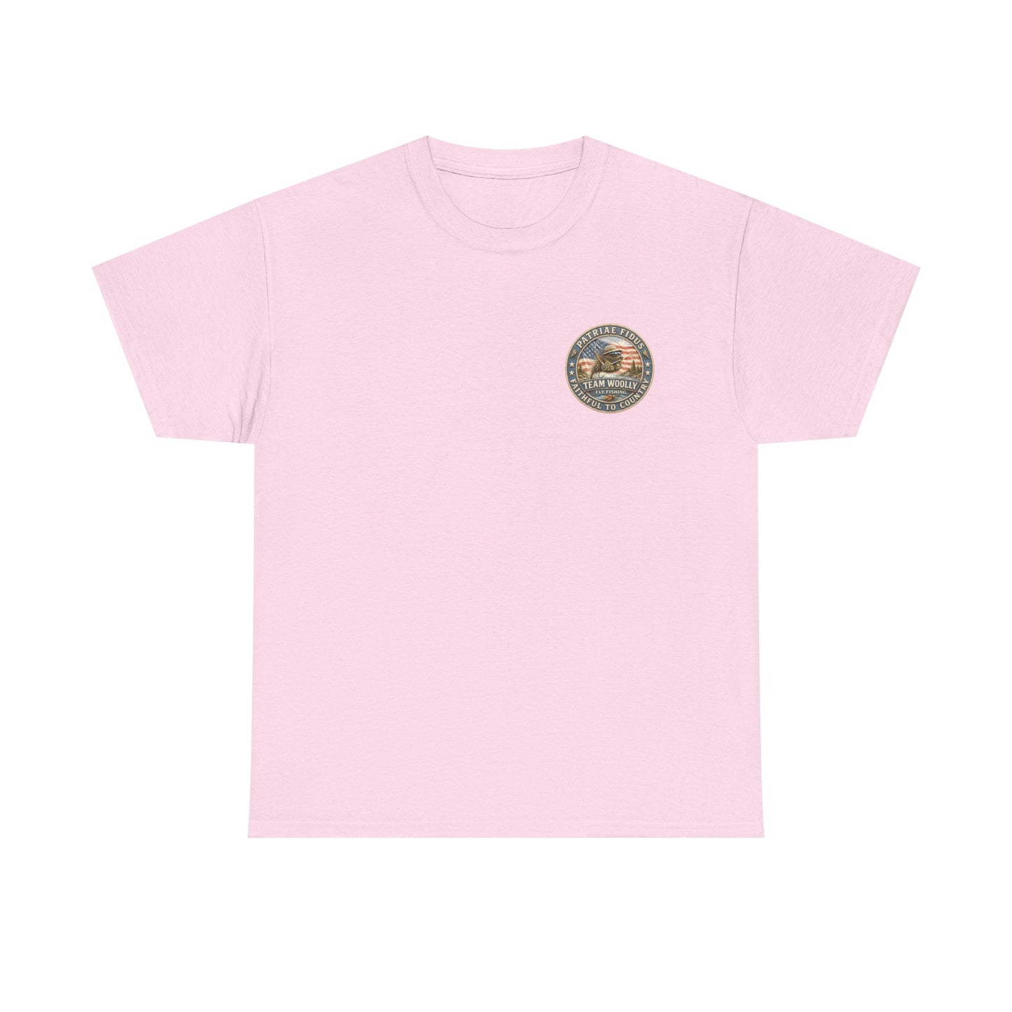 “Fish Hard Live Free” T-Shirt — Marlin Patriae Fidus Outdoors American Flag Design