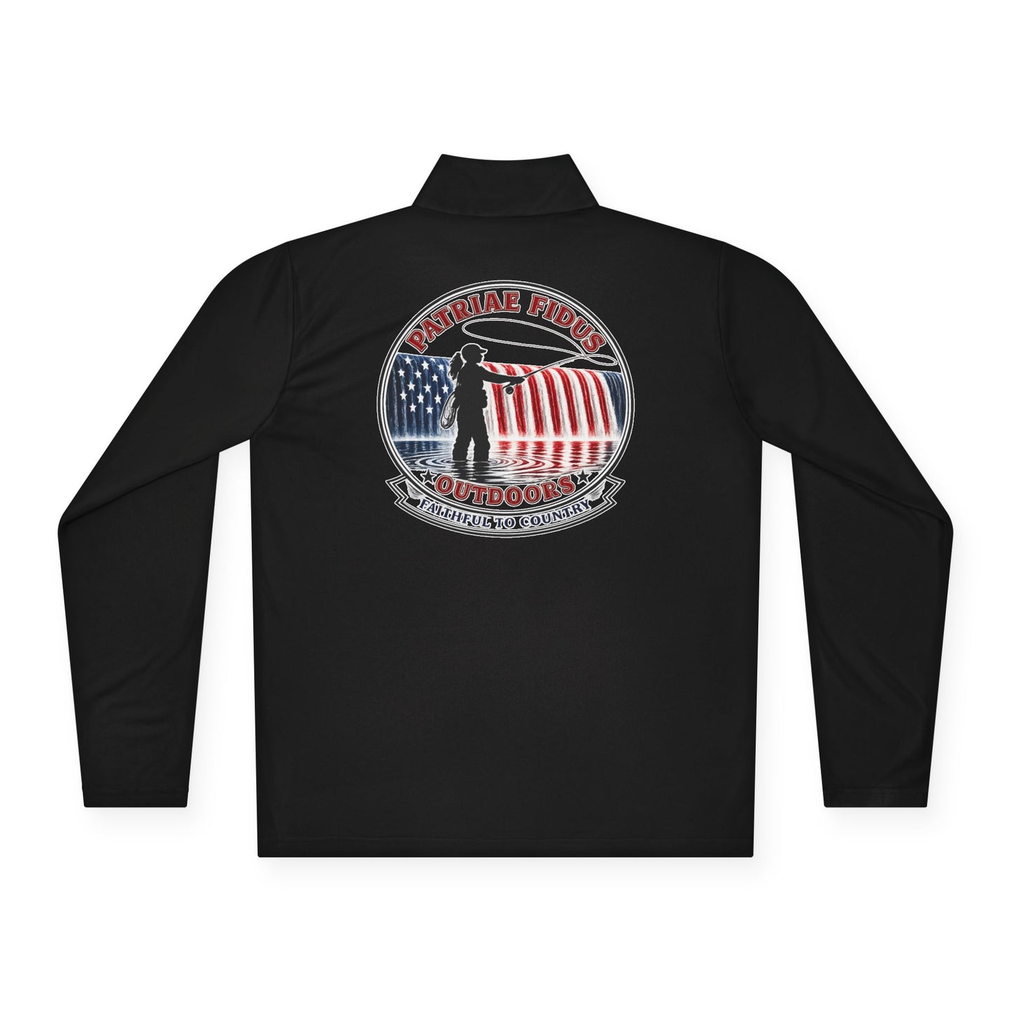 Quarter-Zip Pullover — “Patriae Fidus Outdoors” American Flag Logo
