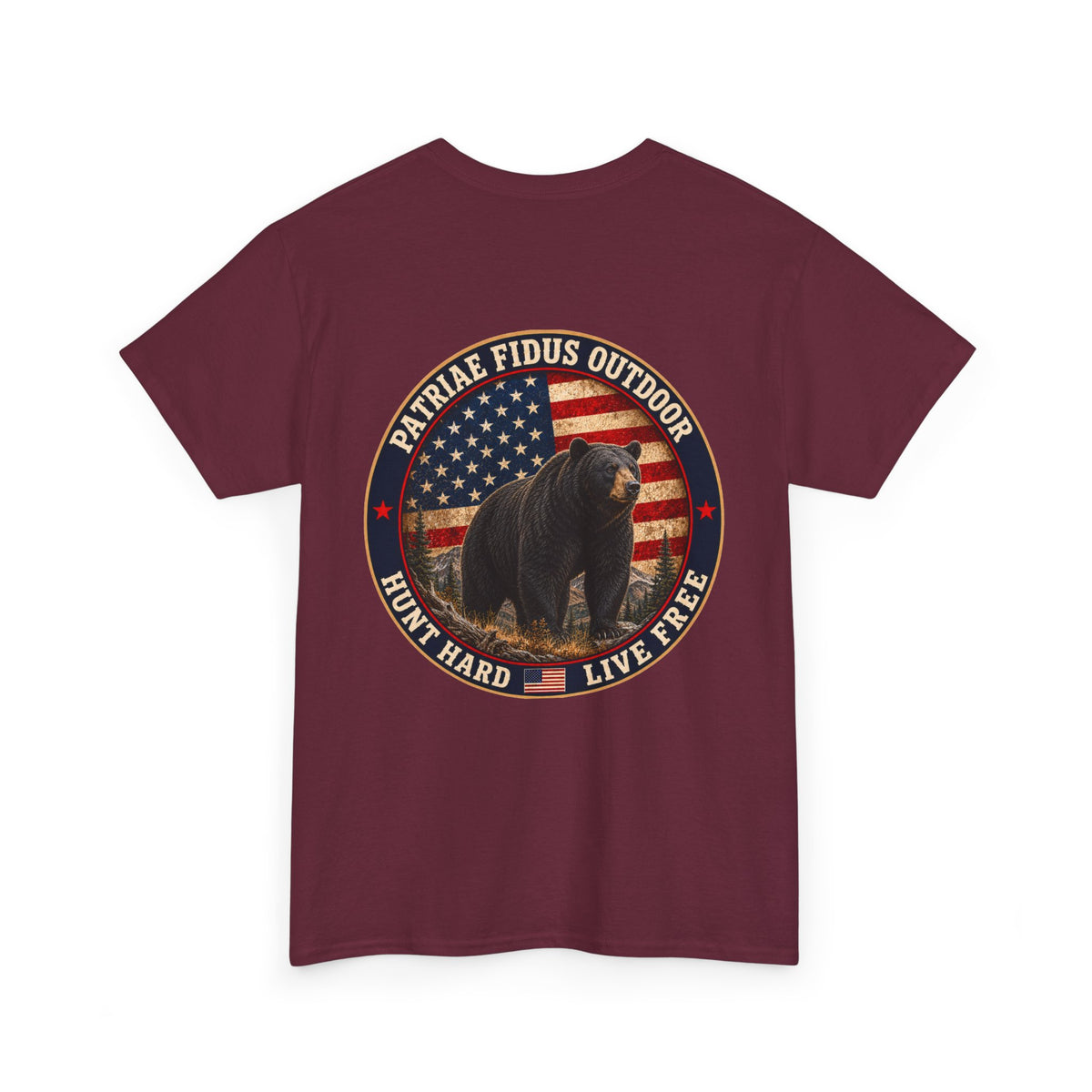 Patriae Fidus Outdoor Bear T-Shirt – American Flag Hunting Graphic Tee