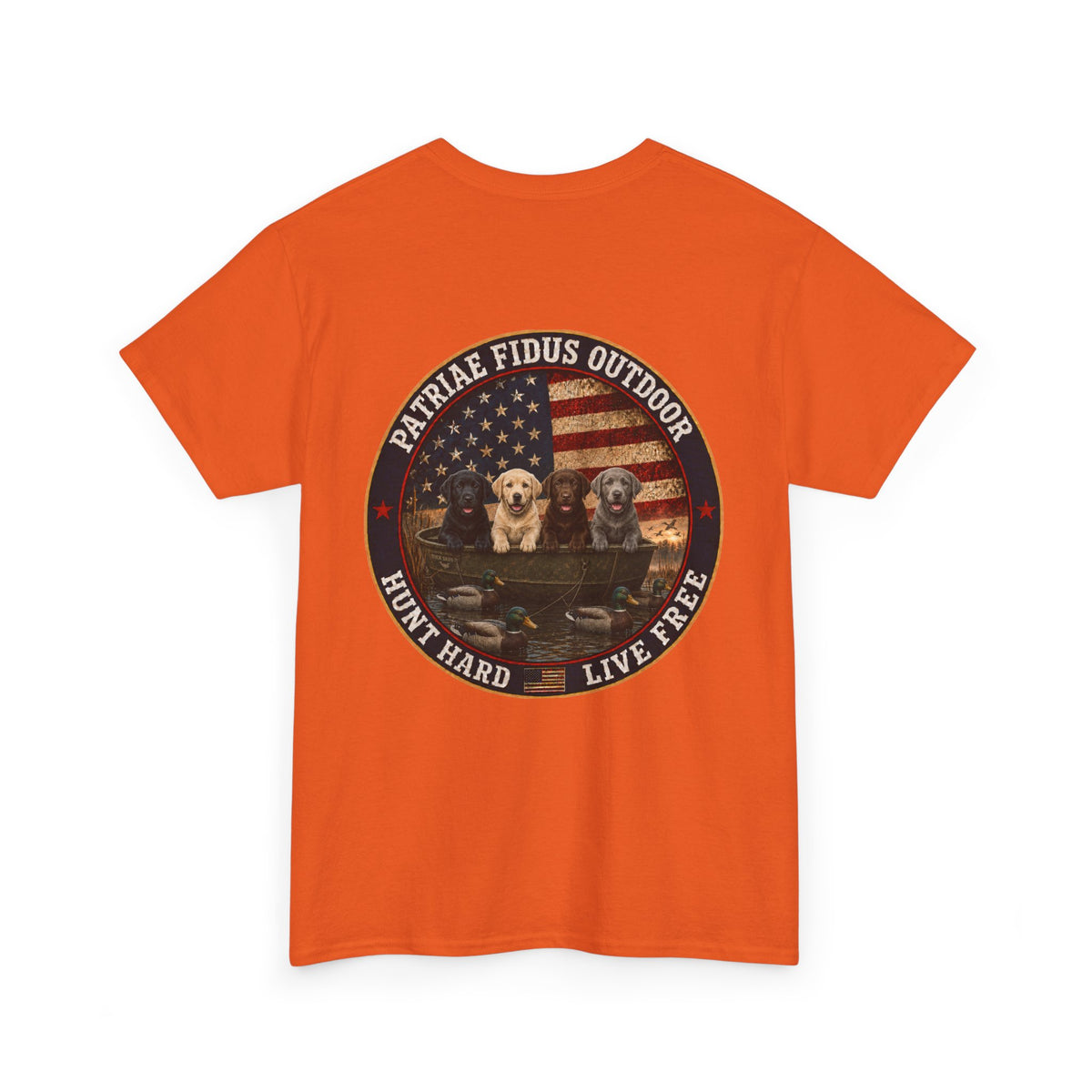 Hunting Dogs T-Shirt — Patriæ Fidus Outdoor "Hunt Hard Live Free" Graphic Tee