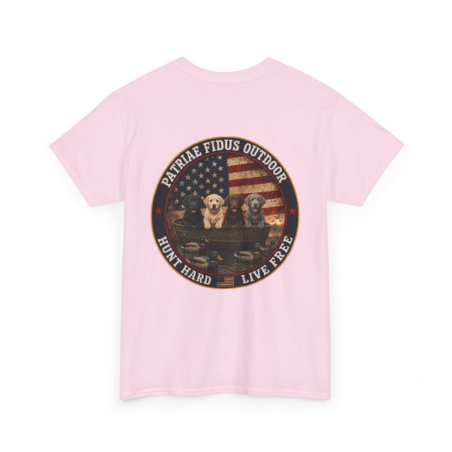 Hunting Dogs T-Shirt — Patriæ Fidus Outdoor "Hunt Hard Live Free" Graphic Tee