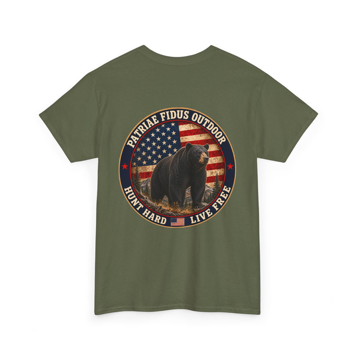 Patriae Fidus Outdoor Bear T-Shirt – American Flag Hunting Graphic Tee