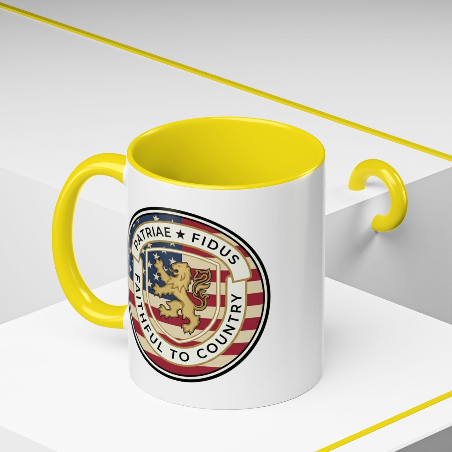 Flag Crest Coffee Mug — "Patriae Fidus: Faithful to Country"