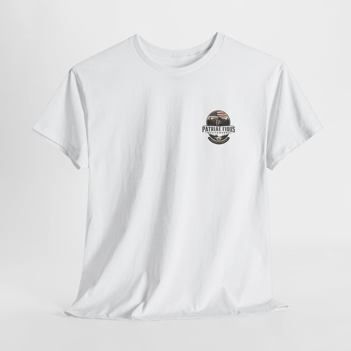 Patriae Fidus Outdoors T-Shirt — 'Faithful to Country' American Flag Tee