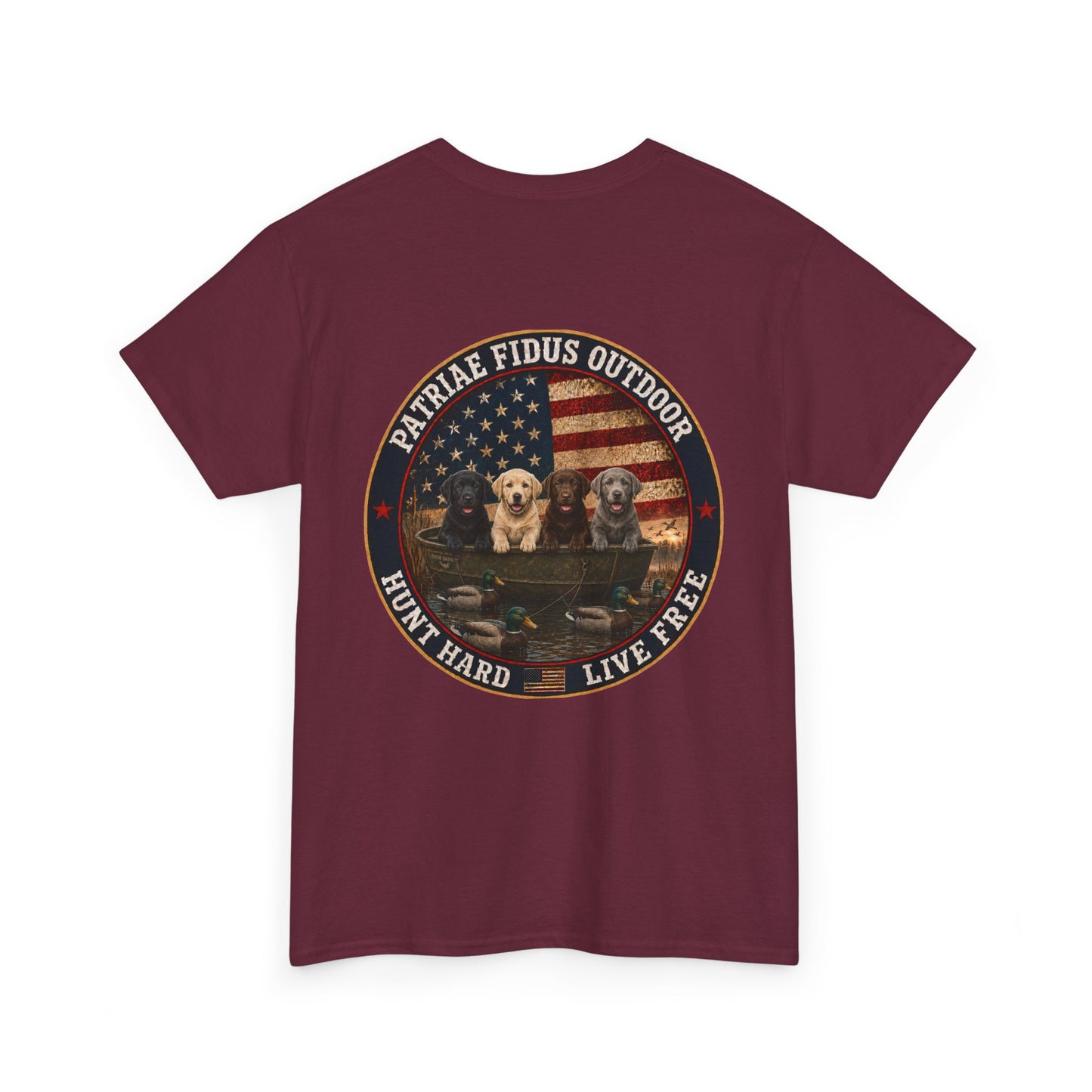 Hunting Dogs T-Shirt — Patriæ Fidus Outdoor "Hunt Hard Live Free" Graphic Tee