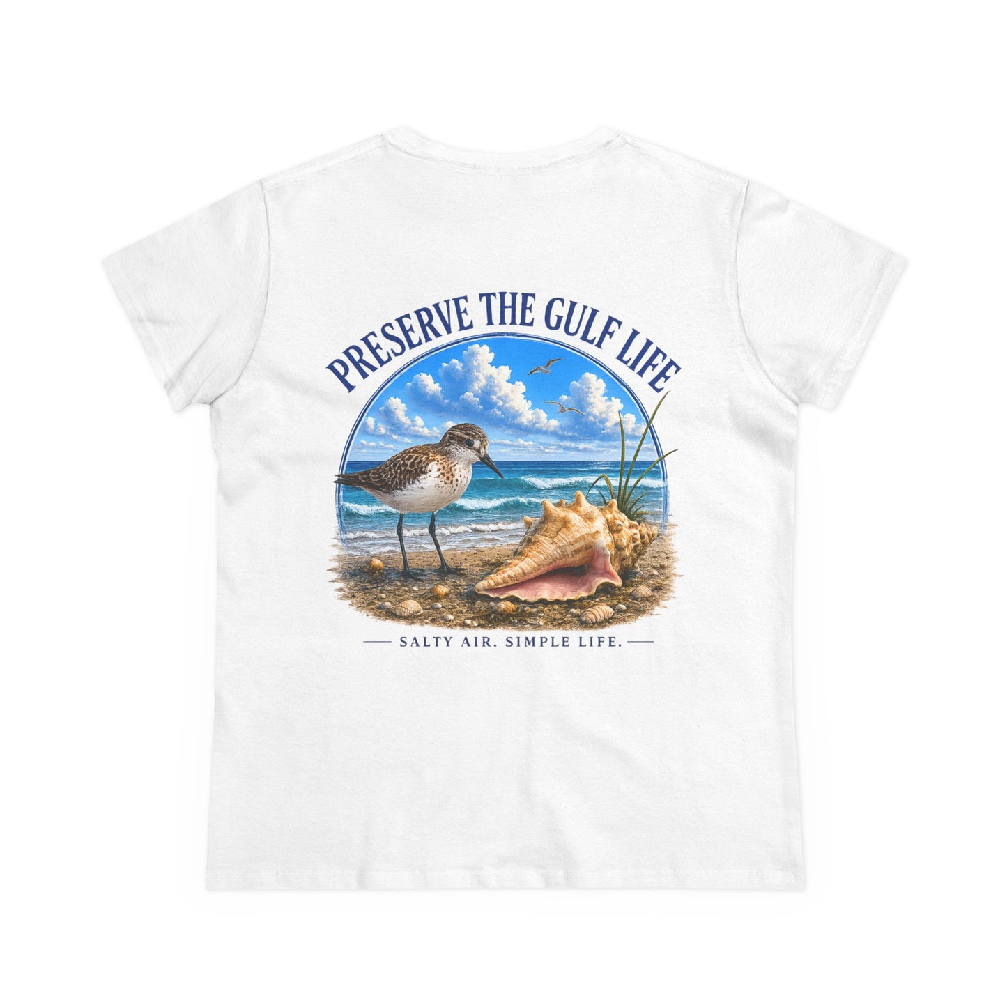 Preserve the Gulf Life T-Shirt — Beach Shorebird & Conch Conservation Tee