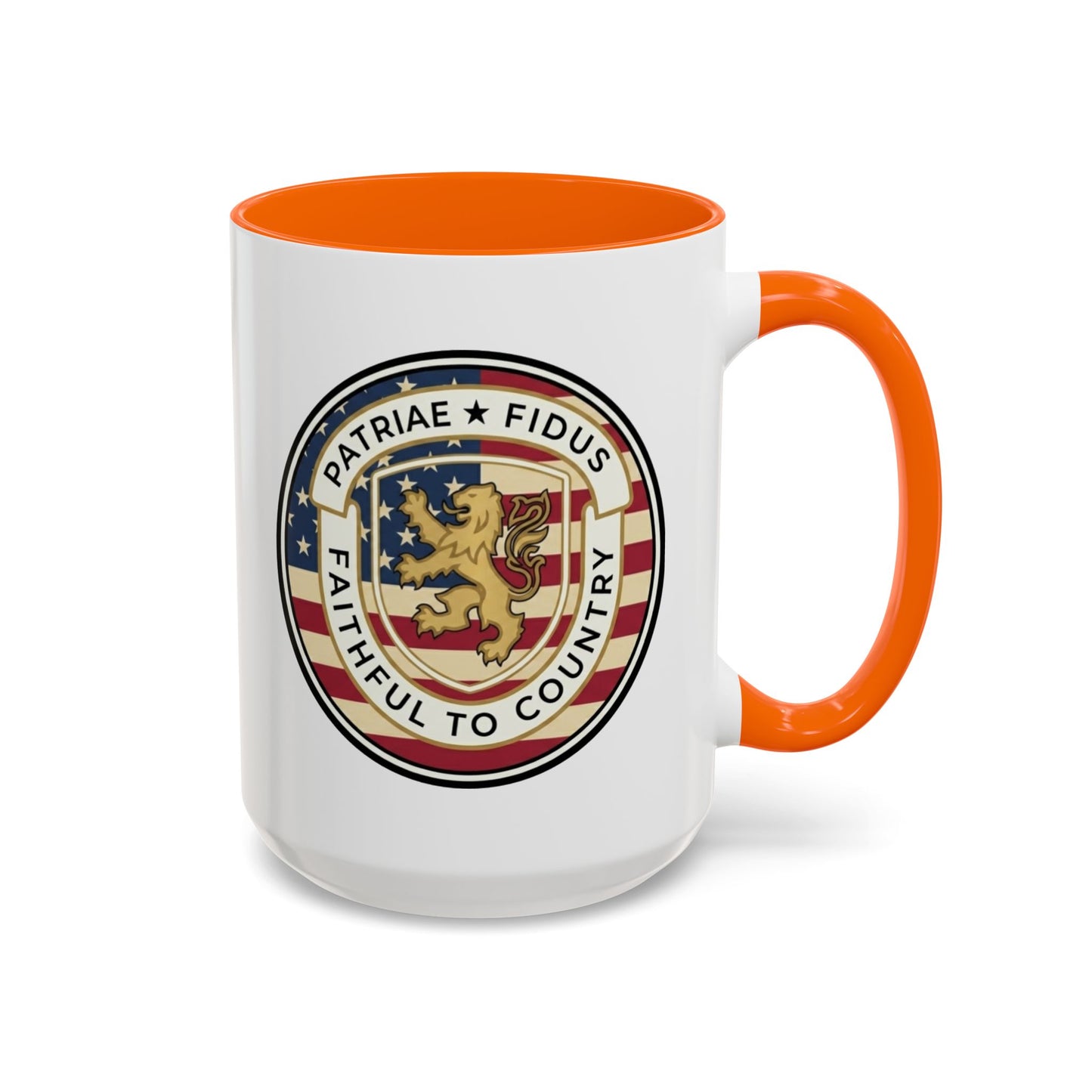 Flag Crest Coffee Mug — "Patriae Fidus: Faithful to Country"