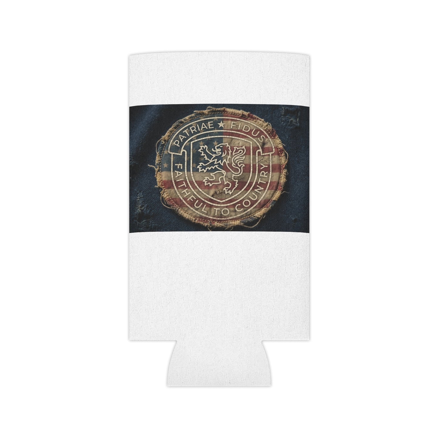 Vintage Heraldic Shield Can Cooler — Patriæ Fidus Design