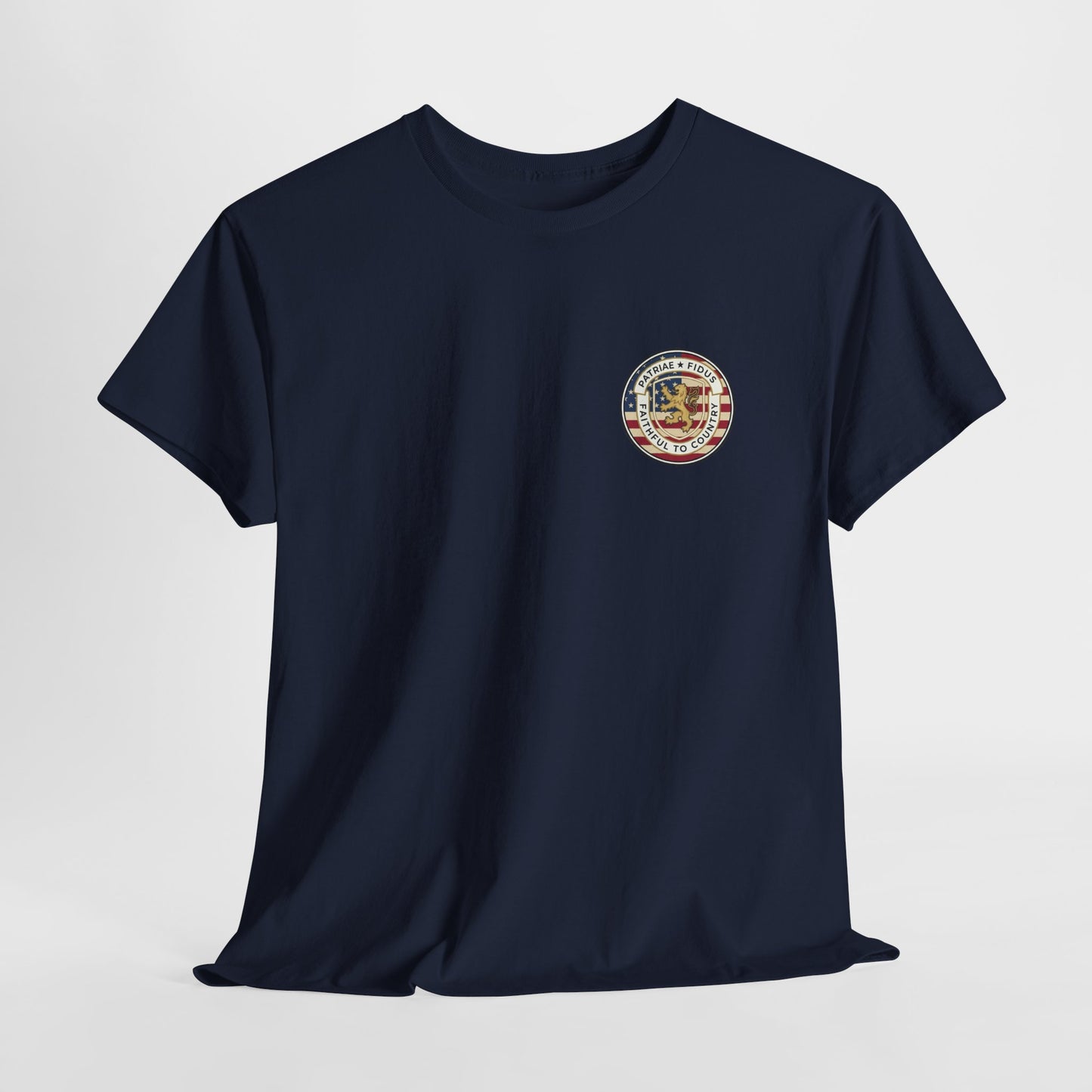 Patriae Fidus Outdoors Tee — Faithful to Country American Flag Eagle T‑Shirt