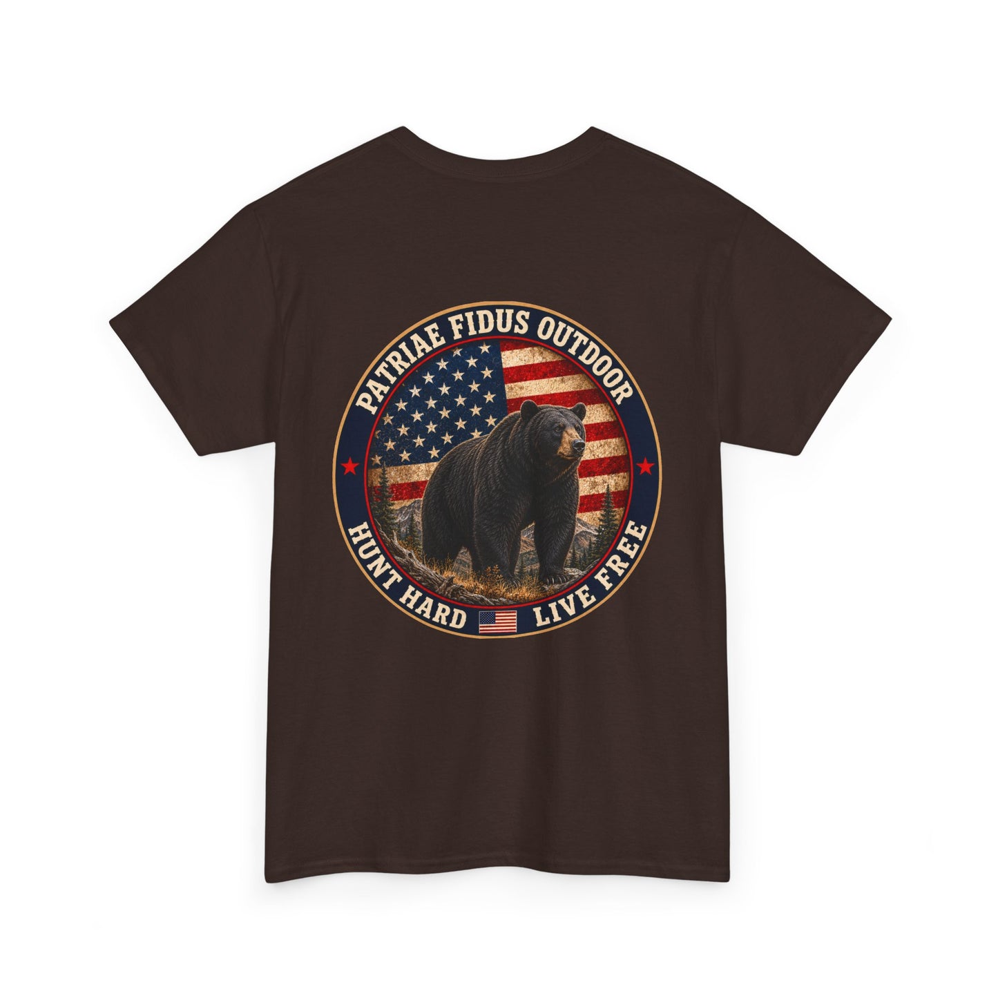 Patriae Fidus Outdoor Bear T-Shirt – American Flag Hunting Graphic Tee