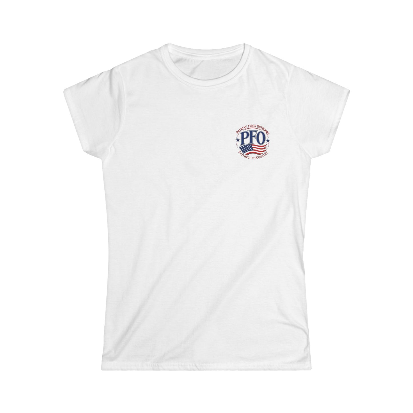 PFO Logo Women's Tee — Patriotic American Flag Graphic T-Shirt
